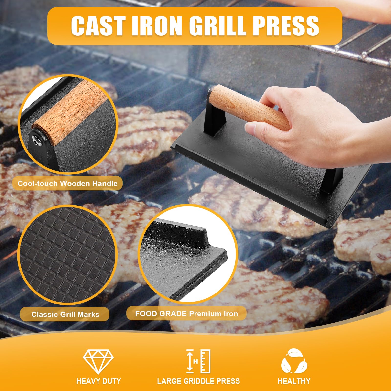 10PCS Griddle Accessories Kit - Flat Top Grill Tools Set with Smash Burger Press, Enlarged Spatulas & Scraper - Compatible with Blackstone & Camp Chef Grills - Perfect for Outdoor BBQ, Camping & Backyard Cooking