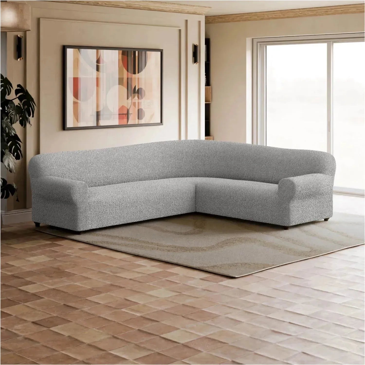 Stylish Corner Sofa Slipcover - Mille Righe Collection | Perfect for Living Room, Home Decor & Furniture Protection