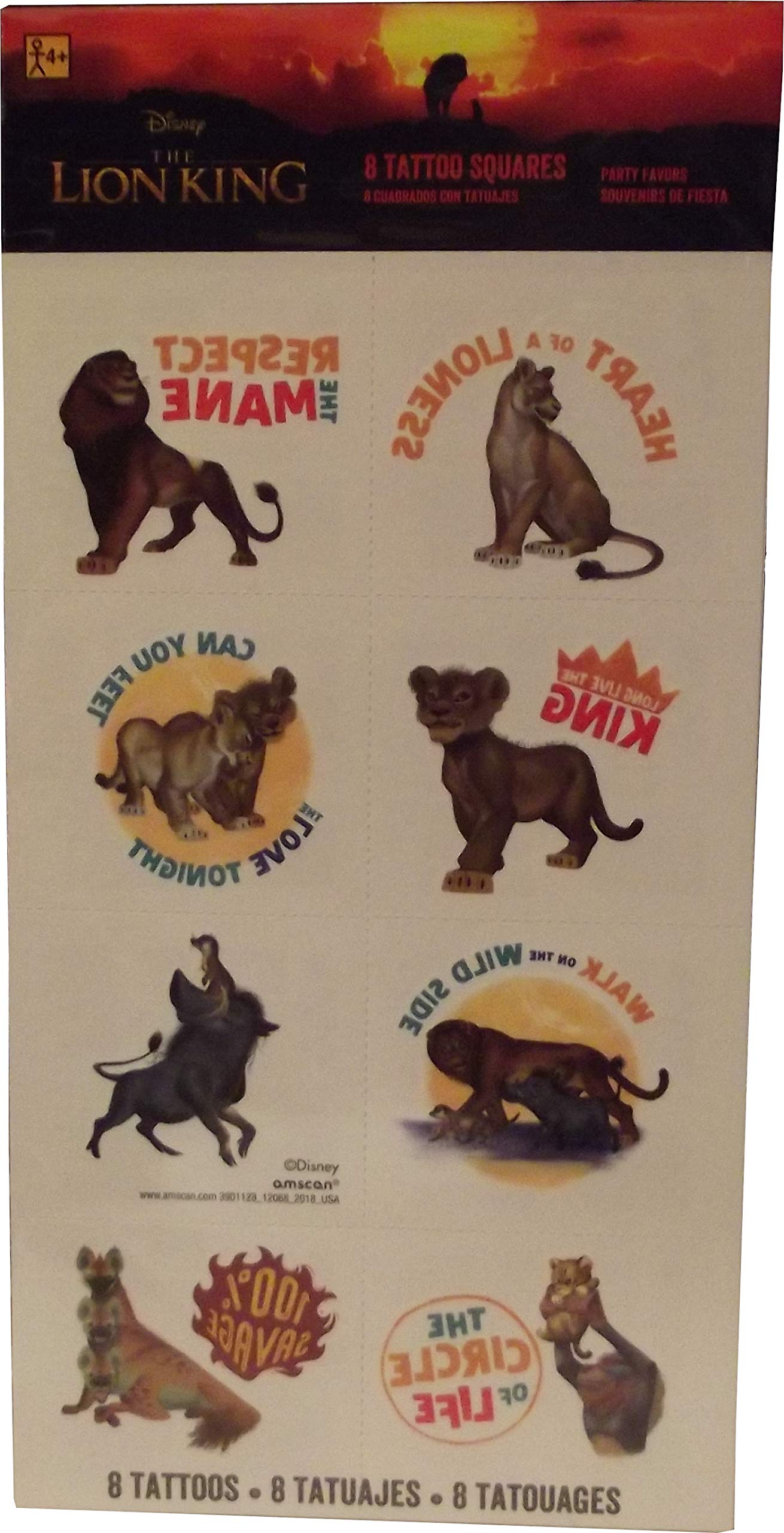 Disney The Lion King Movie Temporary Tattoos for Kids - Waterproof Fake Tattoo Stickers for Costume Parties, Halloween & Birthday Celebrations