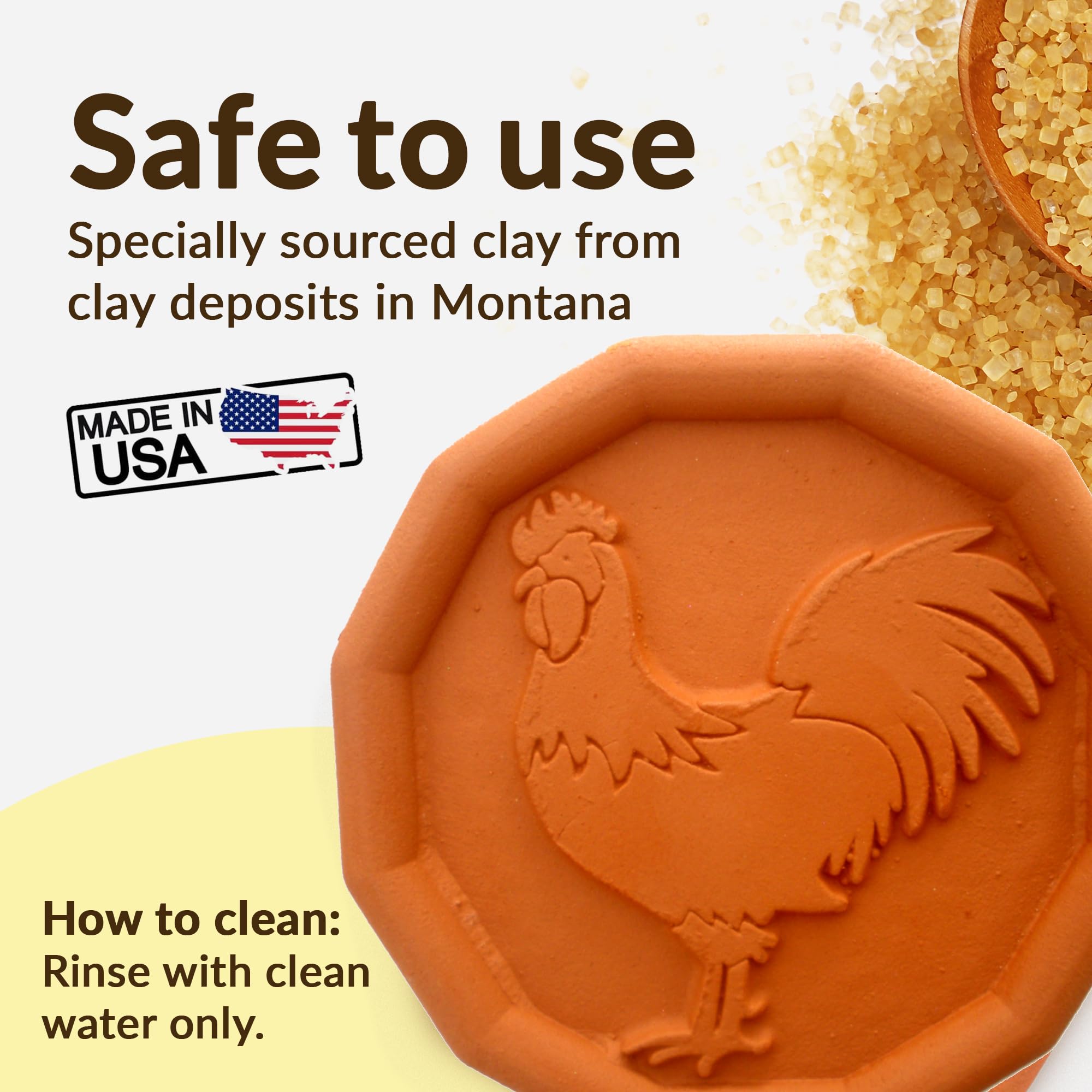 JBK Terra Cotta Brown Sugar Saver - Natural Clay Moisture Absorber for Food & Snacks - Keep Brown Sugar Soft & Snacks Crisp