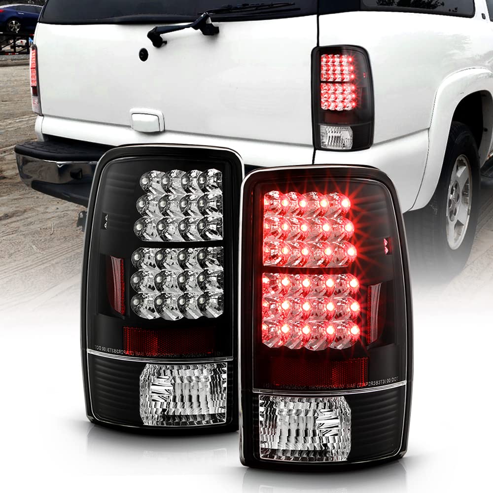 ACANII Black LED Tail Lights Brake Lamps Pair - Replacement for 2000-2006 Chevy Suburban Tahoe GMC Yukon - Enhanced Visibility & Style for Night Driving & Off-Road Adventures