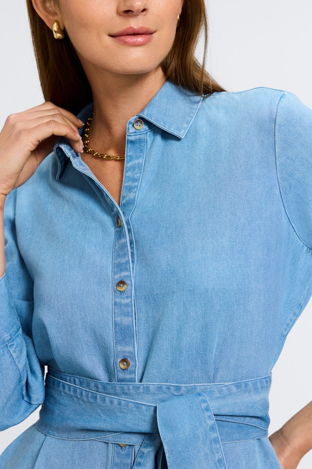 Ivy Tencel® Denim 3/4 Sleeve Midi Dress for Women - Comfortable Stretch Denim Dress for Casual Outings & Summer Wear