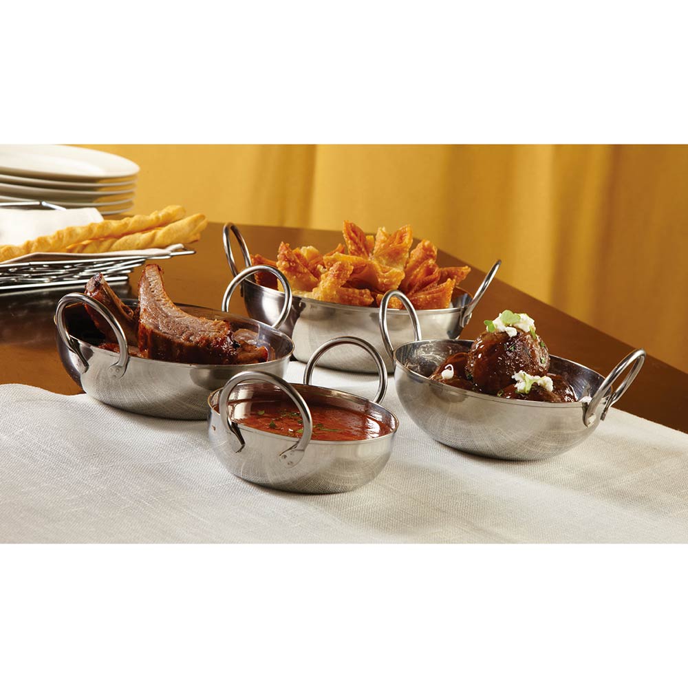American Metalcraft BD35 10 oz Stainless Steel Balti Dish - Premium Indian Cooking Bowl for Curry, Rice & Serving - Perfect for Restaurants, Catering & Home Kitchens