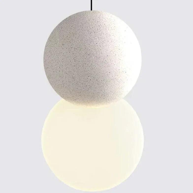 Modern Dual Sphere LED Pendant Light for Bedroom - Adjustable Single Head Hanging Light Fixture with Warm White Light, Perfect for Bedside, Dining Room, and Living Room Decor