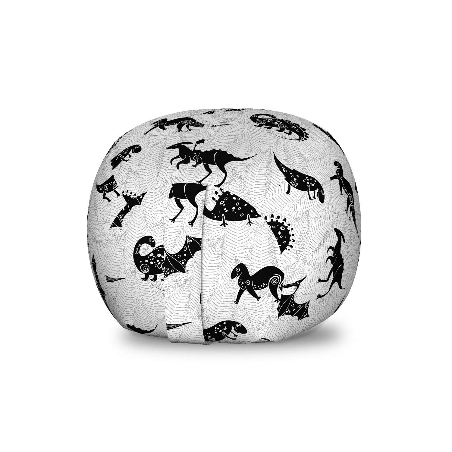 Dinosaur Toy Storage Bag Chair - Washable Stuffed Animal Organizer with Abstract Jurassic Dino Silhouette Design, Charcoal Grey - Perfect for Kids' Room, Playroom & Nursery Organization