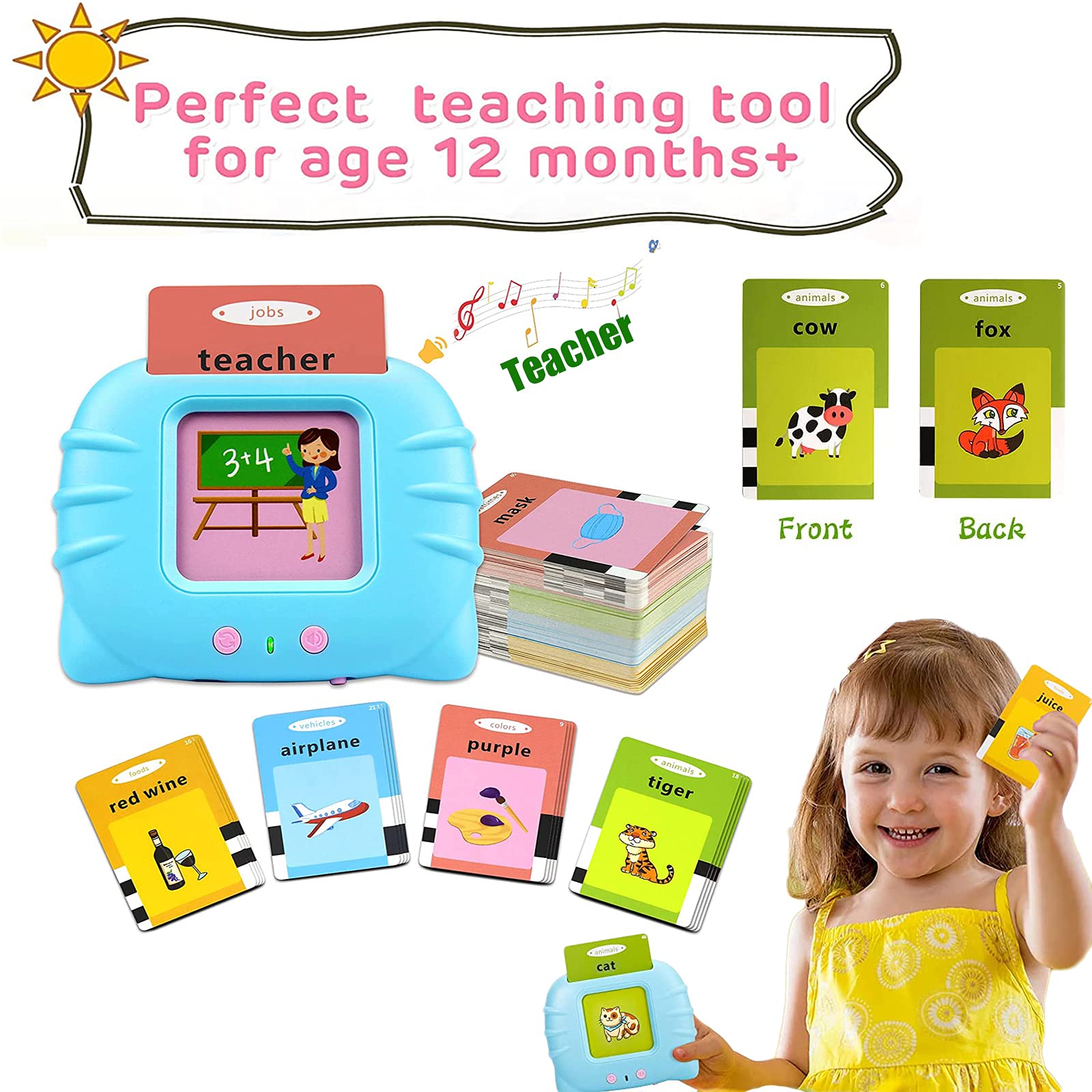 WONFAST 112PCS Educational Flash Cards for Toddlers - Preschool Learning Toy for Boys & Girls | Birthday & Christmas Gifts | Home & Classroom Use