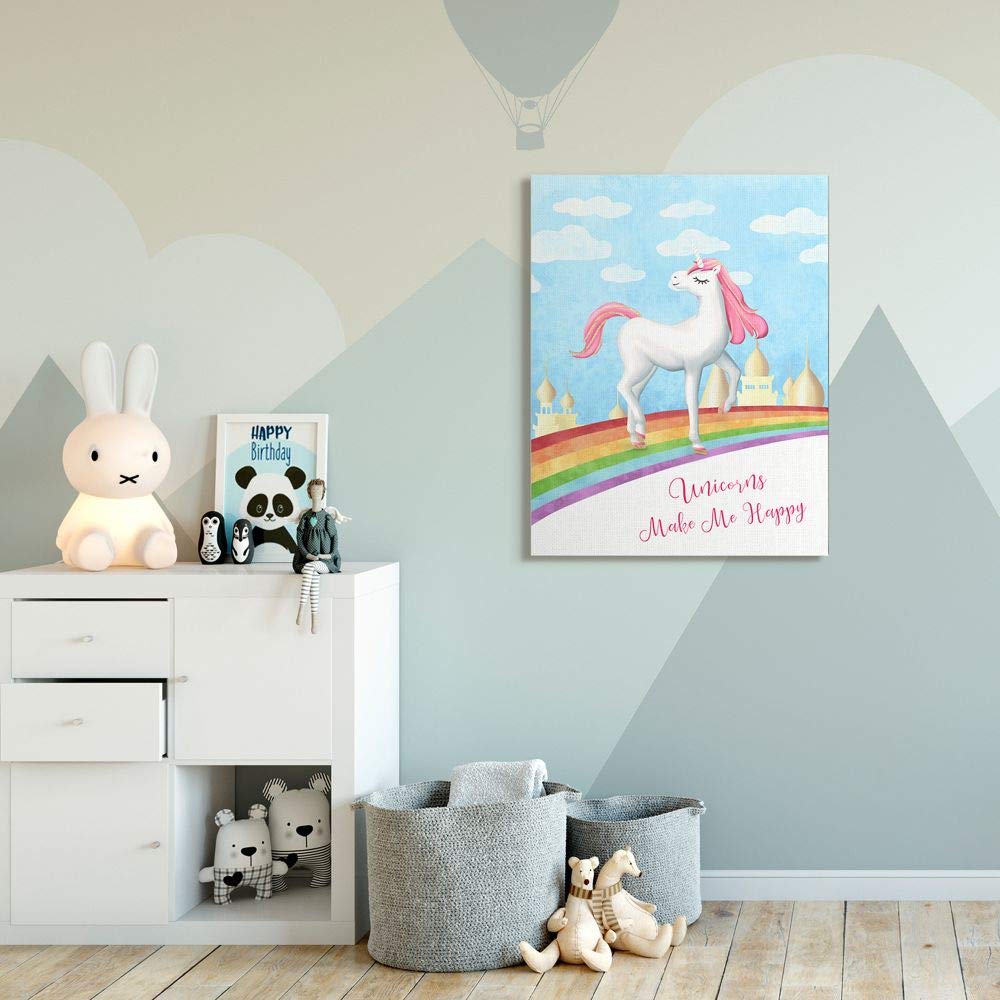 Stupell Industries Unicorns Make Me Happy Rainbow Wall Art Canvas - 36