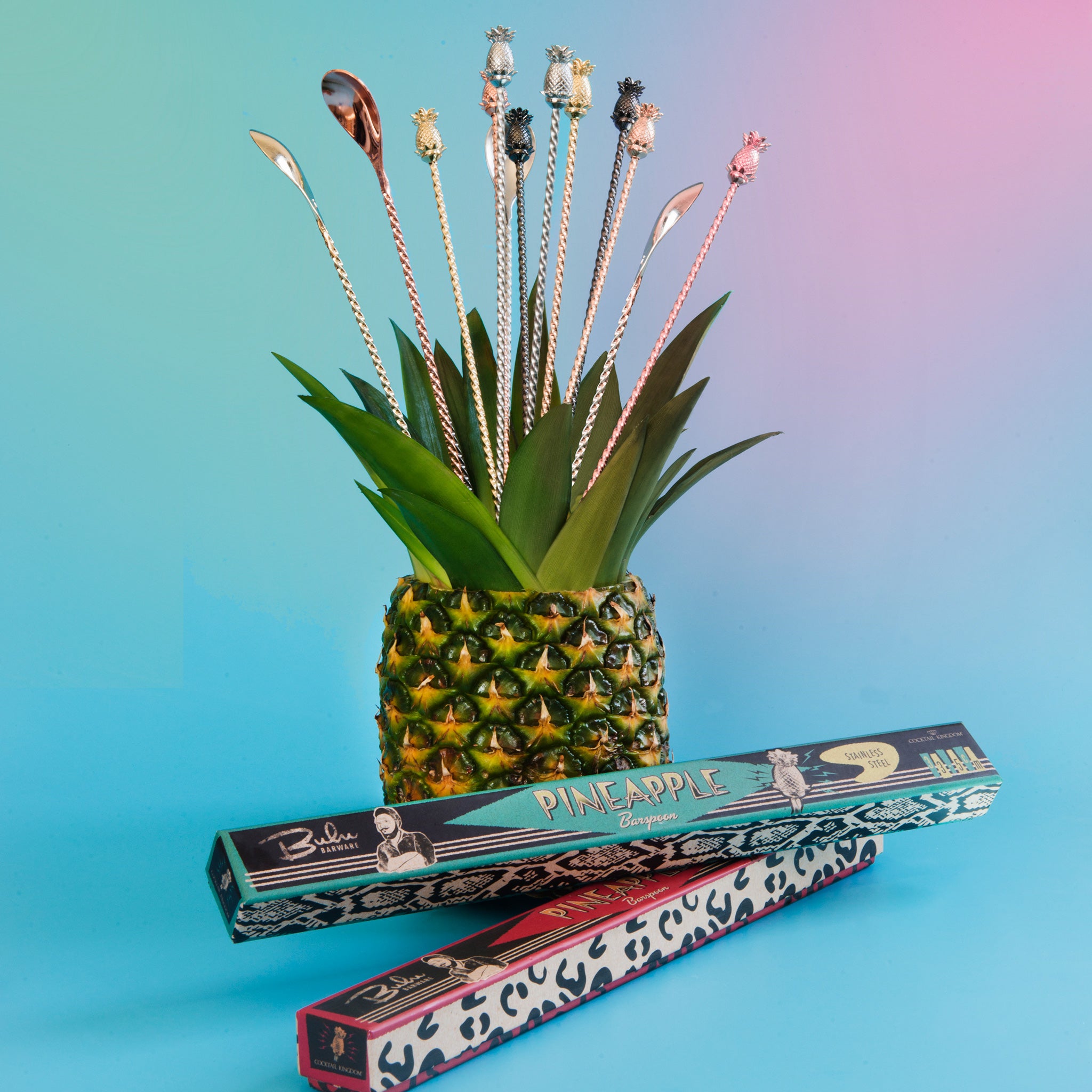 BULU™ Pineapple Bar Spoon - Copper Plated 33.5cm Cocktail Mixing Tool for Home Bars & Professional Bartenders - Perfect for Mojitos, Martinis & Craft Cocktails
