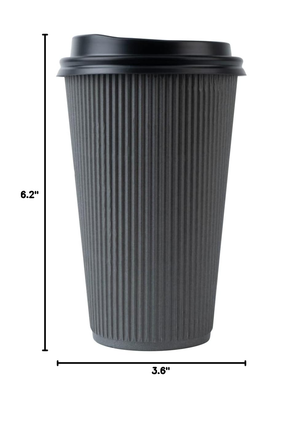 16oz Insulated Coffee Cups with Lids - 200 Pack Leakproof Ripple Wall Hot Cups | Disposable Gray Paper Cups for Coffee, Tea, Hot Cocoa & Lattes | Perfect for Cafes, Offices & Catering Events