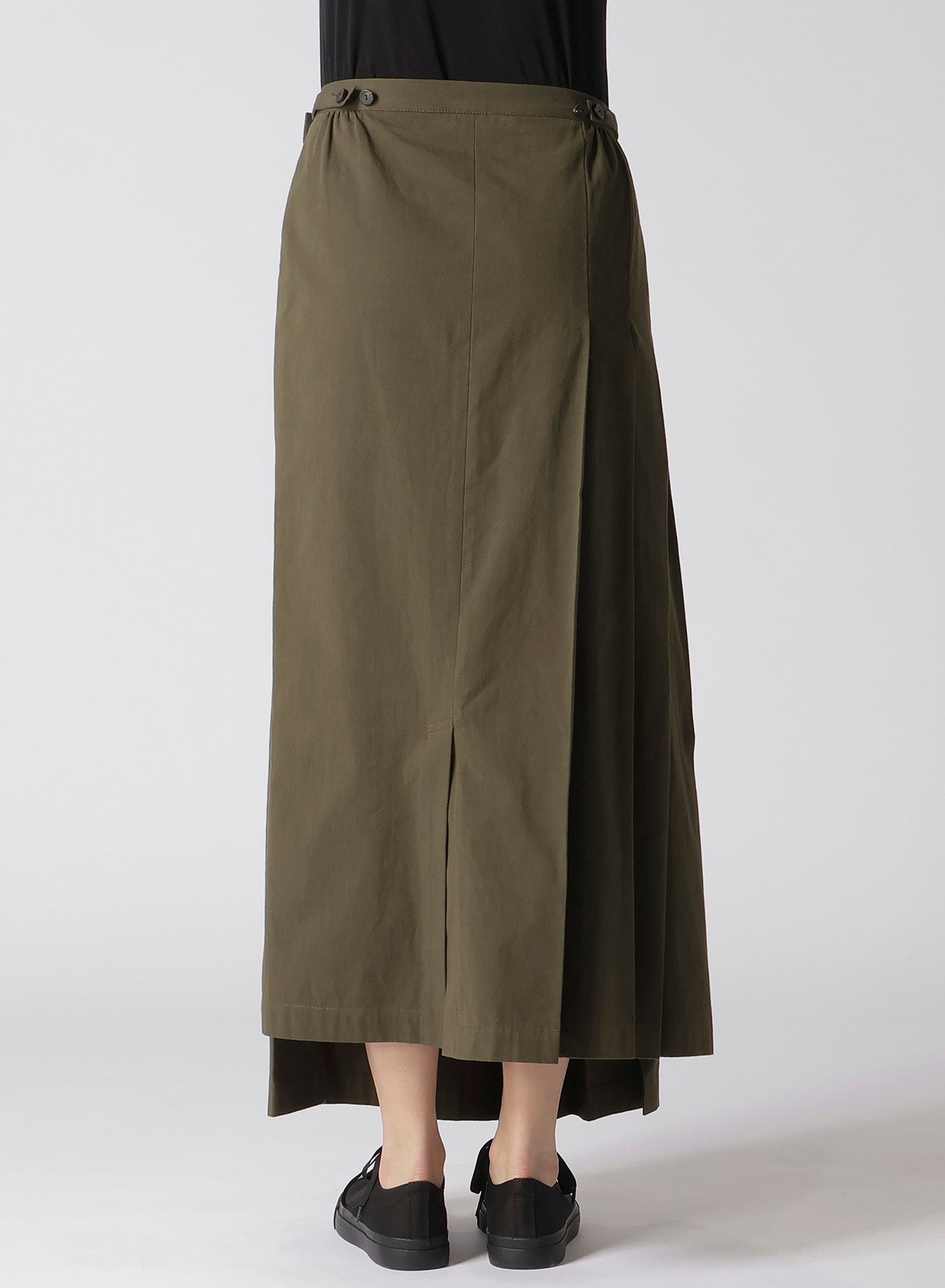 Cotton Twill Wrap Skirt with Pleated Design - Women's Fashion Skirt for Casual, Office & Party Wear