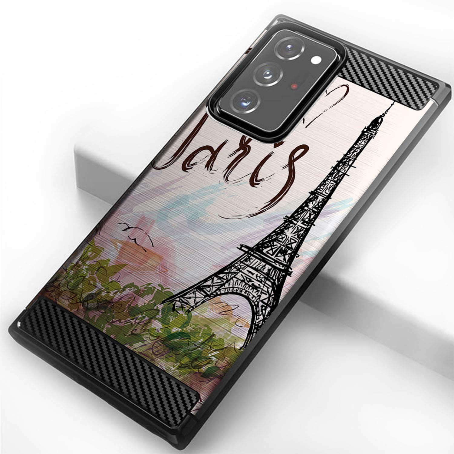Samsung Galaxy Note 20 Ultra/Note 20 Ultra 5G Case - Slim Black Flexible TPU Shockproof Protective Cover with Paris Tower Design | Perfect for Everyday Use, Travel & Outdoor Activities