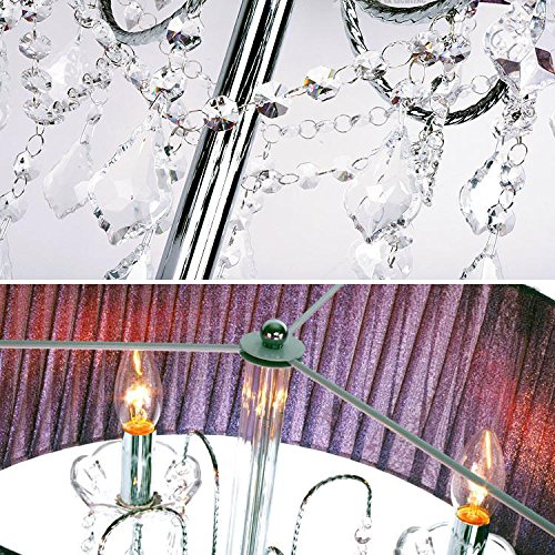 Modern Crystal Floor Lamp - European Style Fabric Shade for Living Room & Bedroom - Elegant Purple Crystal Lighting Fixture (Perfect for Bedside, Lounge & Reading Nook)