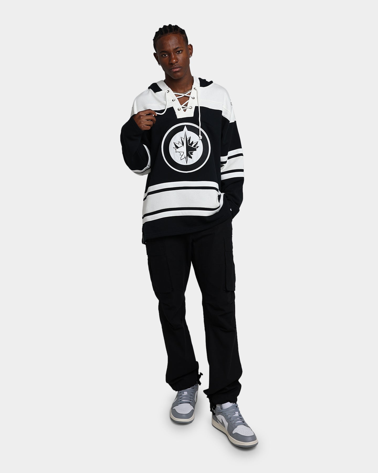 47 Brand Winnipeg Jets Superior Lacer Hoodie - Jet Black NHL Hockey Fan Apparel for Men & Women - Perfect for Game Day & Outdoor Activities