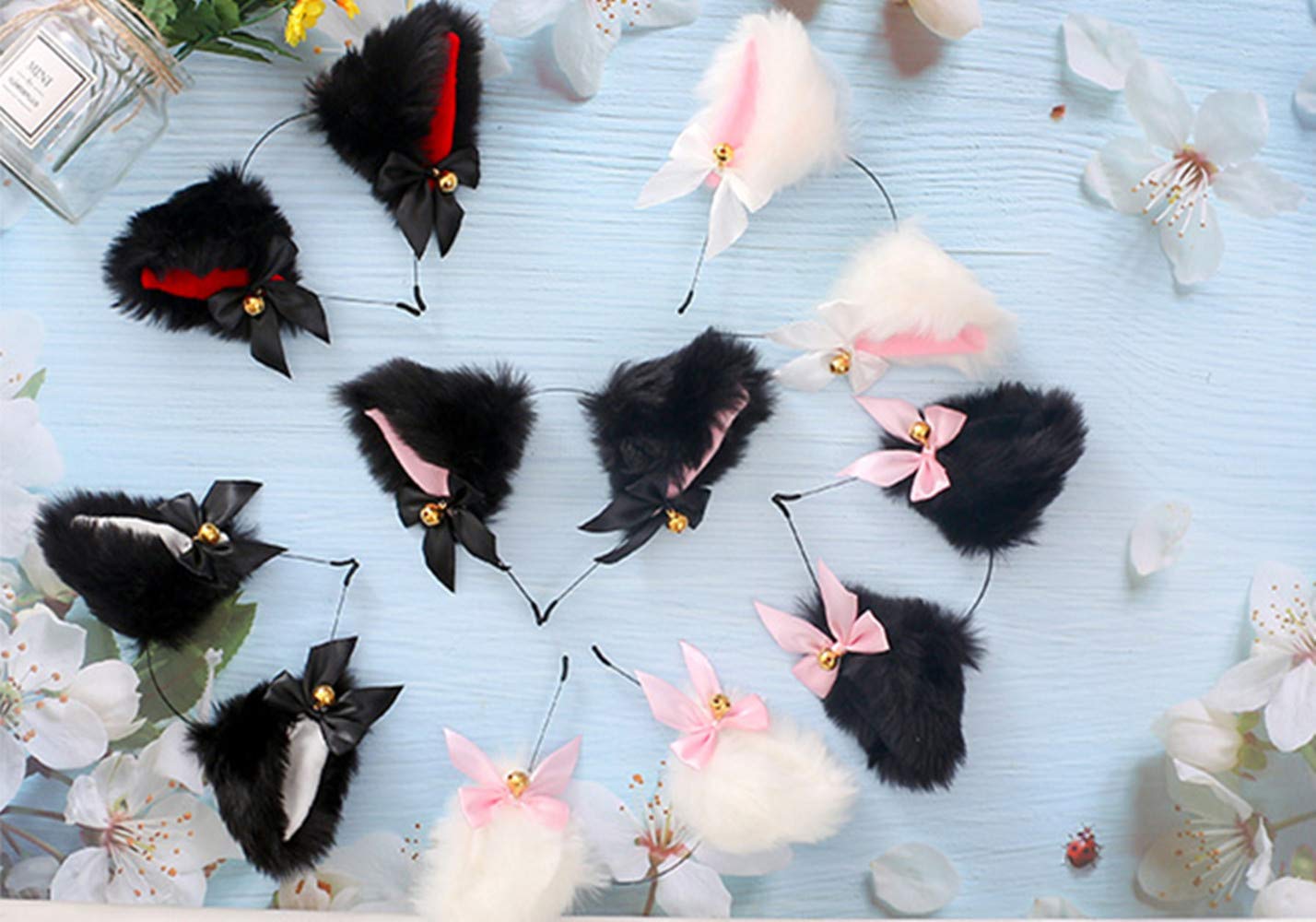 Fxaelian Animal Fox Cat Dog Ears Headband - Cute Fluffy Cosplay Costume Accessories for Halloween, Party, Anime Conventions & Photoshoots