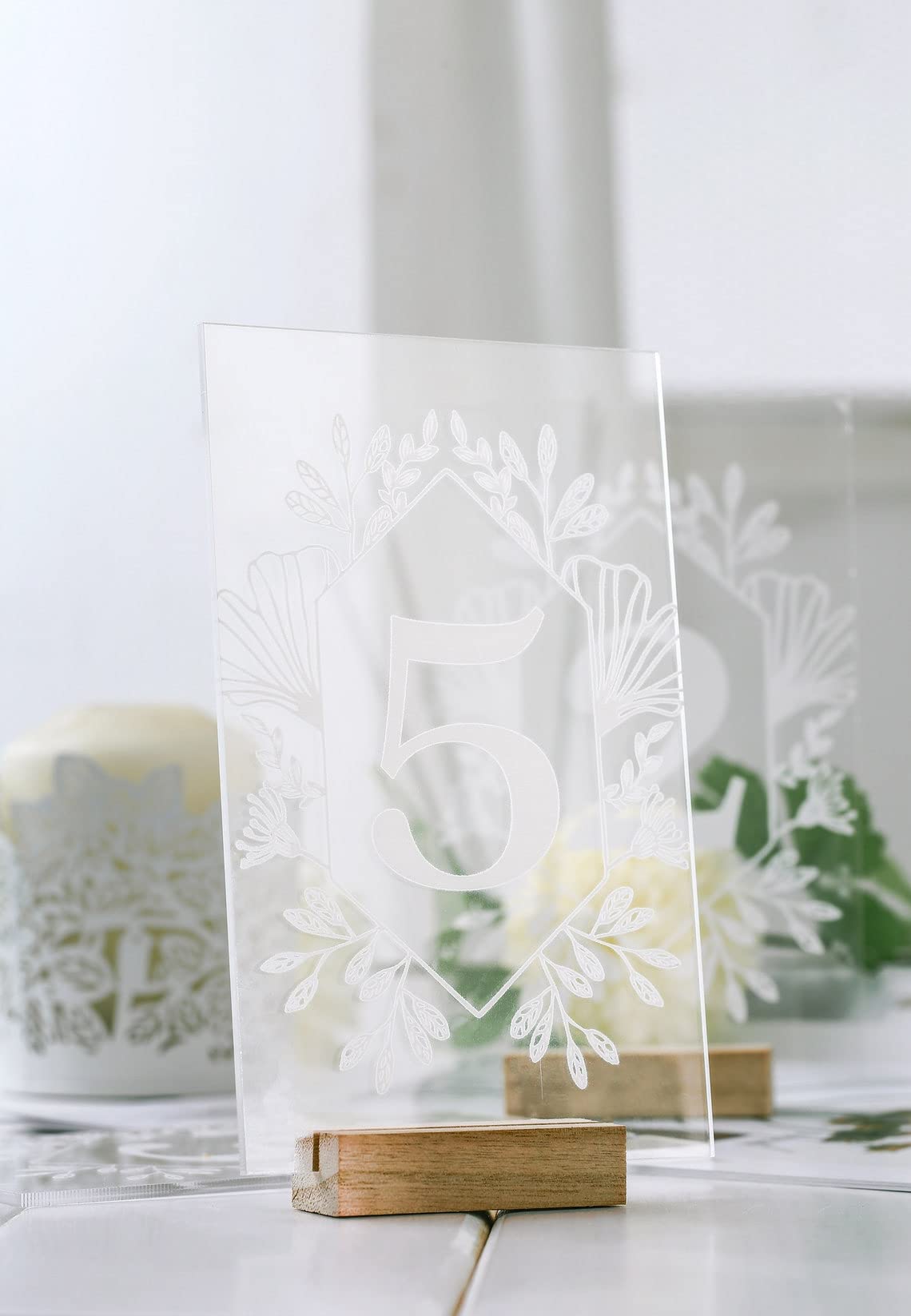 Acrylic Wedding Table Numbers 1-20 Set - Clear Rectangle Table Number Signs with Stand for Reception, Banquet, Party & Café Decor - Perfect for Bridal Showers, Anniversary Celebrations and Corporate Events