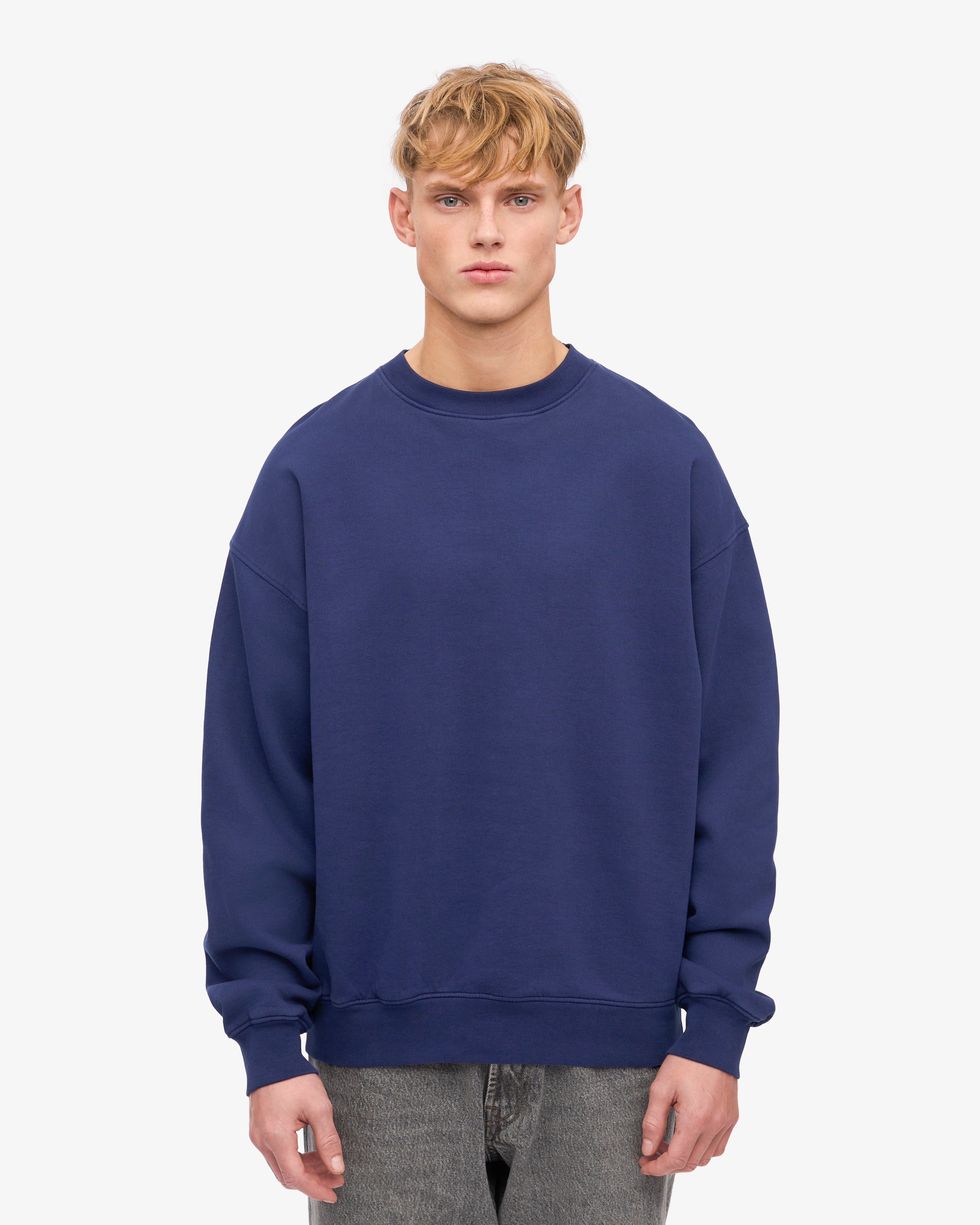 Organic Oversized Crewneck Sweatshirt - Soft & Comfortable Unisex Pullover in Marine Blue | Perfect for Casual Wear, Loungewear & Street Style Fashion