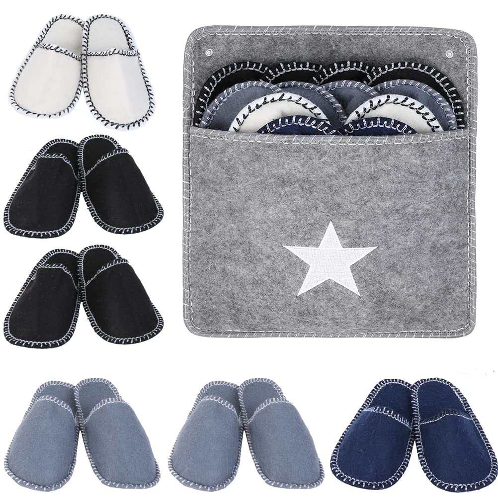 6 Pairs Cozy Fleece Felt Slippers - Washable, Non-Slip Indoor House Shoes for Family, Spa, Hotels & Travel | Perfect for Home, Parties & Housewarming Gifts | Soft Comfort for Relaxation & Warmth