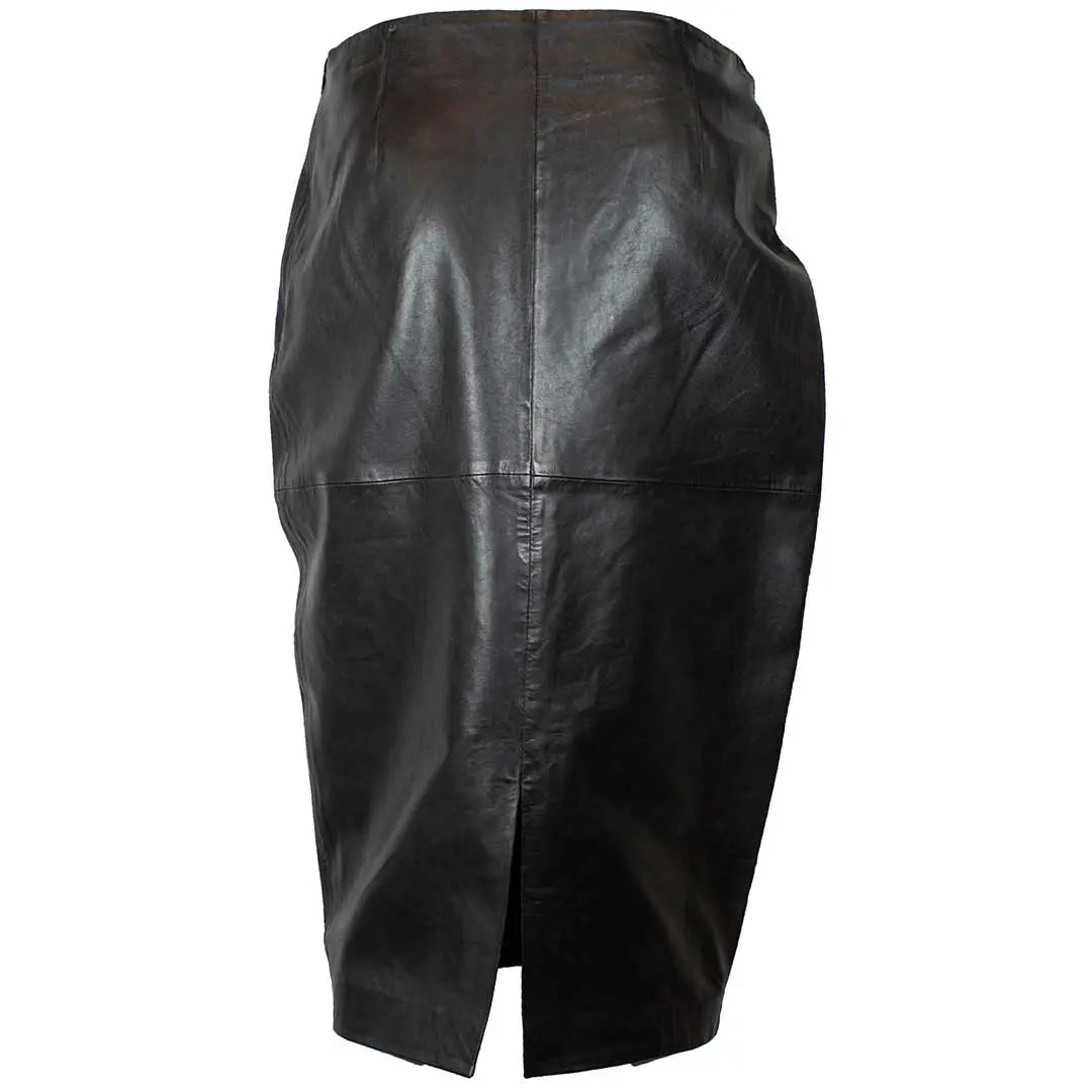 BOL Women's Dawn Leather Pencil Skirt - Slim Fit Mid-Length Office Skirt for Business & Cocktail Party Wear