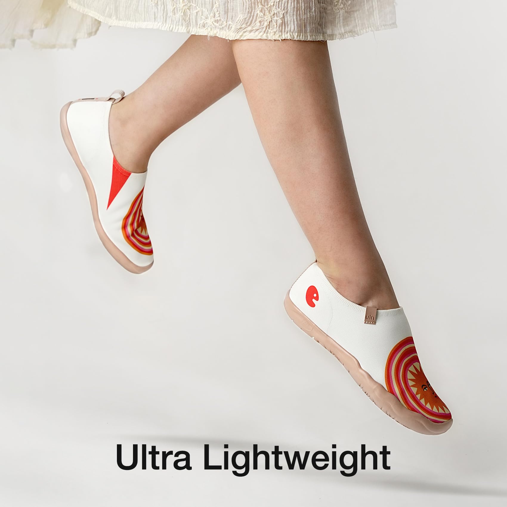 UIN Art Travel Slip-On Knit Loafers - Lightweight Comfort Sneakers for Women - Fashionable Toledo Ⅰ Bodil Jane Sun Rays Design - Perfect for Walking, Travel & Casual Wear