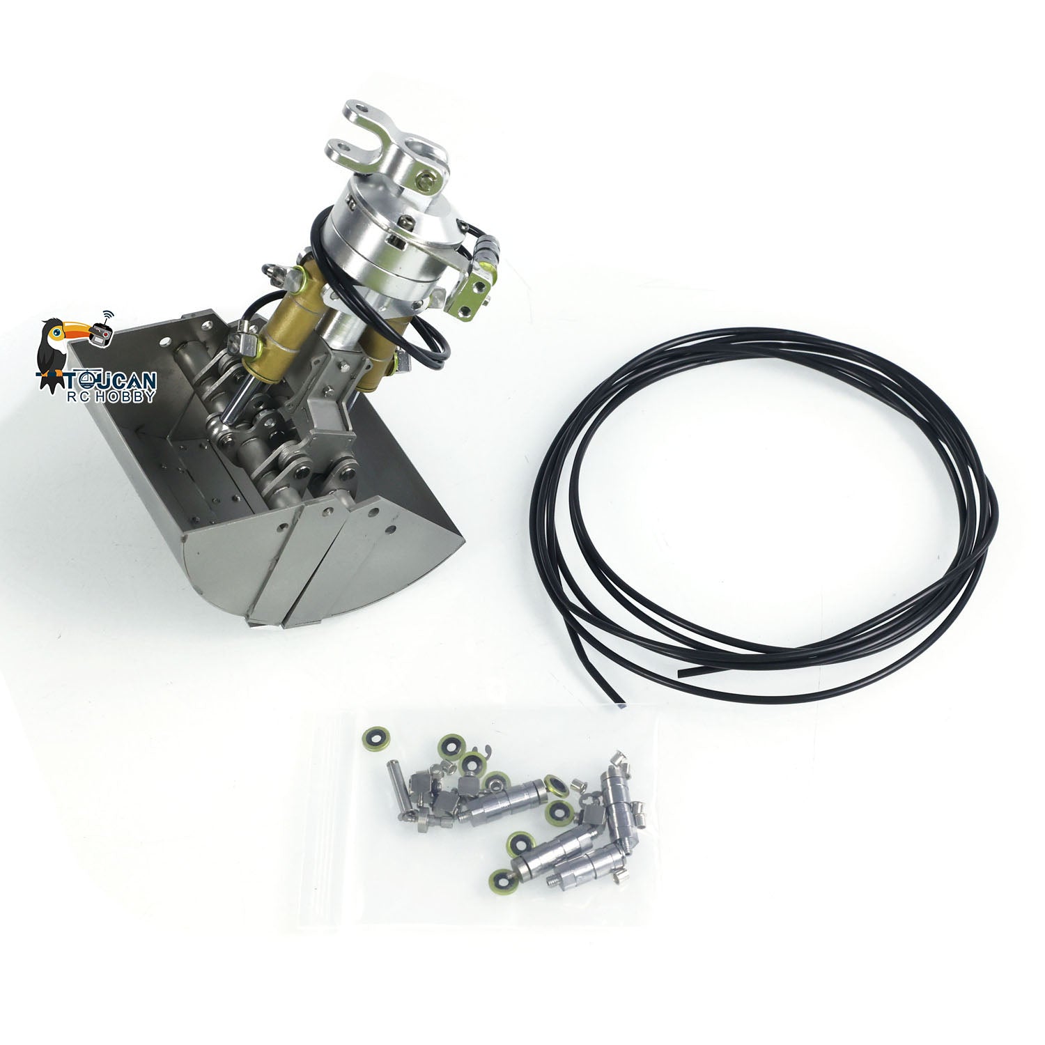 1/14 Scale Metal Hydraulic Clamshell Bucket with 2 Cylinders for RC Crane & Dump Truck - Remote Controlled DIY Dump Truck Model - Perfect for Construction Simulation & RC Vehicle Enthusiasts
