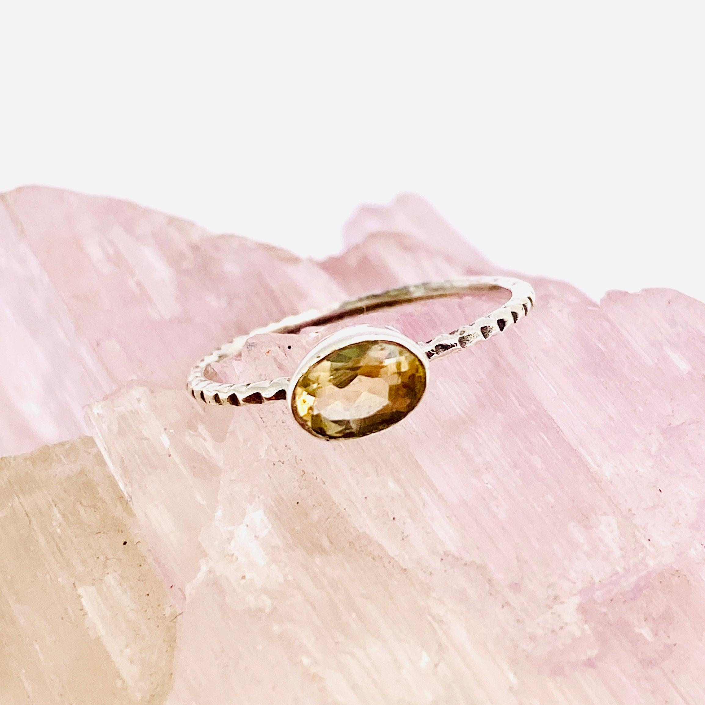 Natural Citrine Oval Faceted Fine Band Ring 14K Gold Plated 3.75 Carat - Elegant Jewelry for Women, Perfect for Weddings, Anniversaries & Everyday Wear