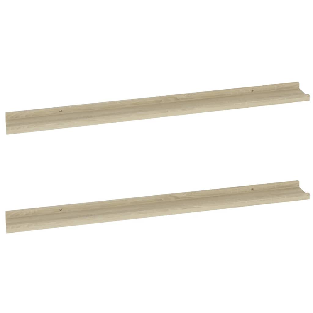 vidaXL Wall-Mounted Shelf Set in Sonoma Oak - Pair of Decorative & Functional MDF Wall Shelves for Home Storage & Display, Brown, Modern Design - Perfect for Living Room, Bedroom & Office Organization