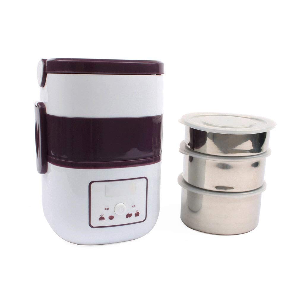 TEETSY 3-Layer Electric Insulated Lunch Box - Stainless Steel Food Container & Rice Cooker - Perfect for Office, Travel, and Meal Prep