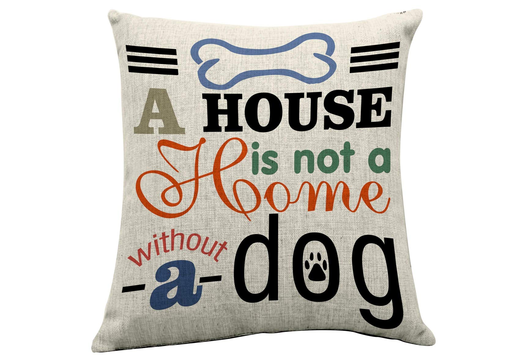 Cozy Linen Throw Pillow for Home Decor with Dog Design - Perfect for Sofa, Bed, and Pet-Friendly Living Spaces