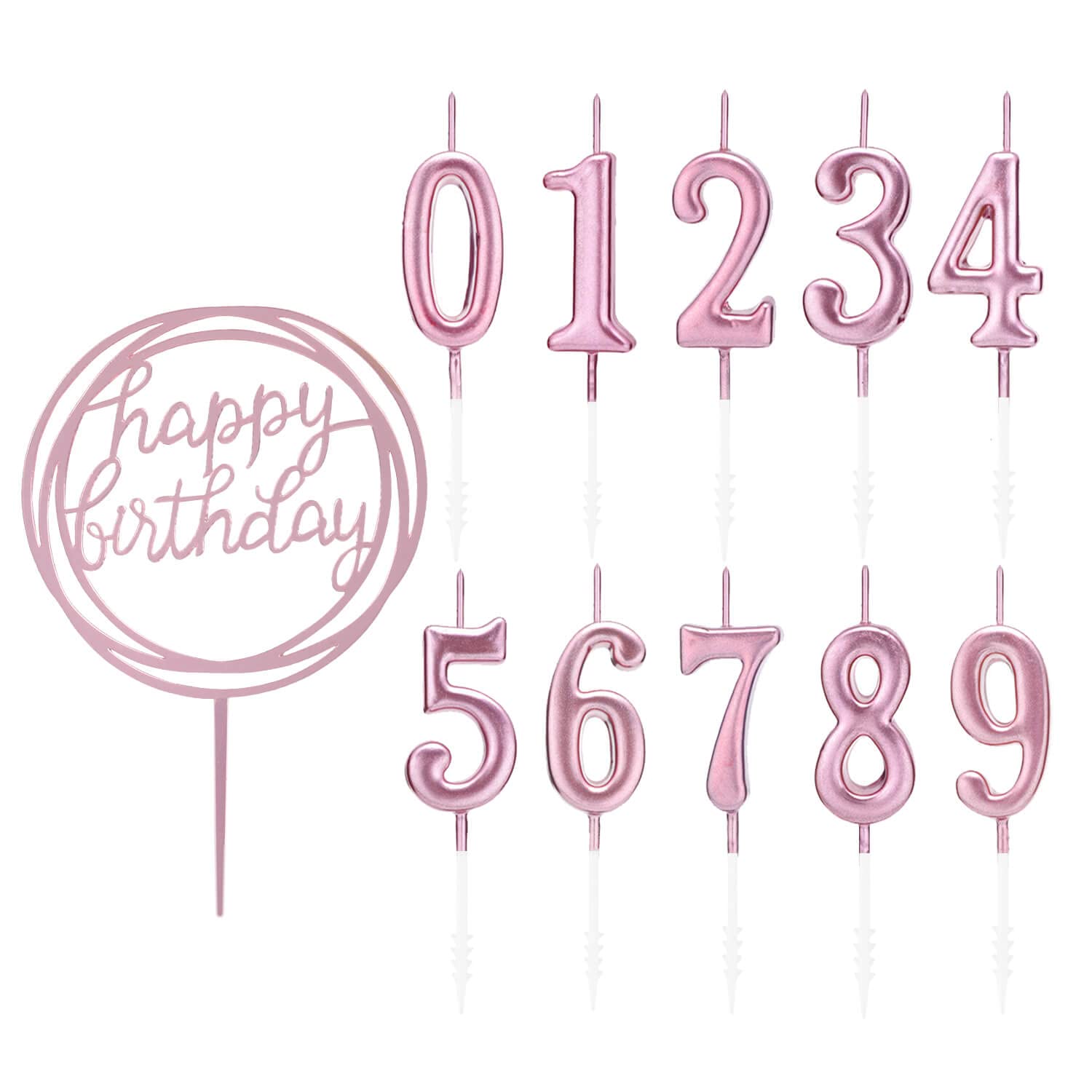 10-Piece Number Birthday Candles Set 0-9 - Rose Gold Glitter Cake Toppers for Birthday, Wedding & Party Decorations | Perfect for Cakes, Cupcakes & Dessert Displays