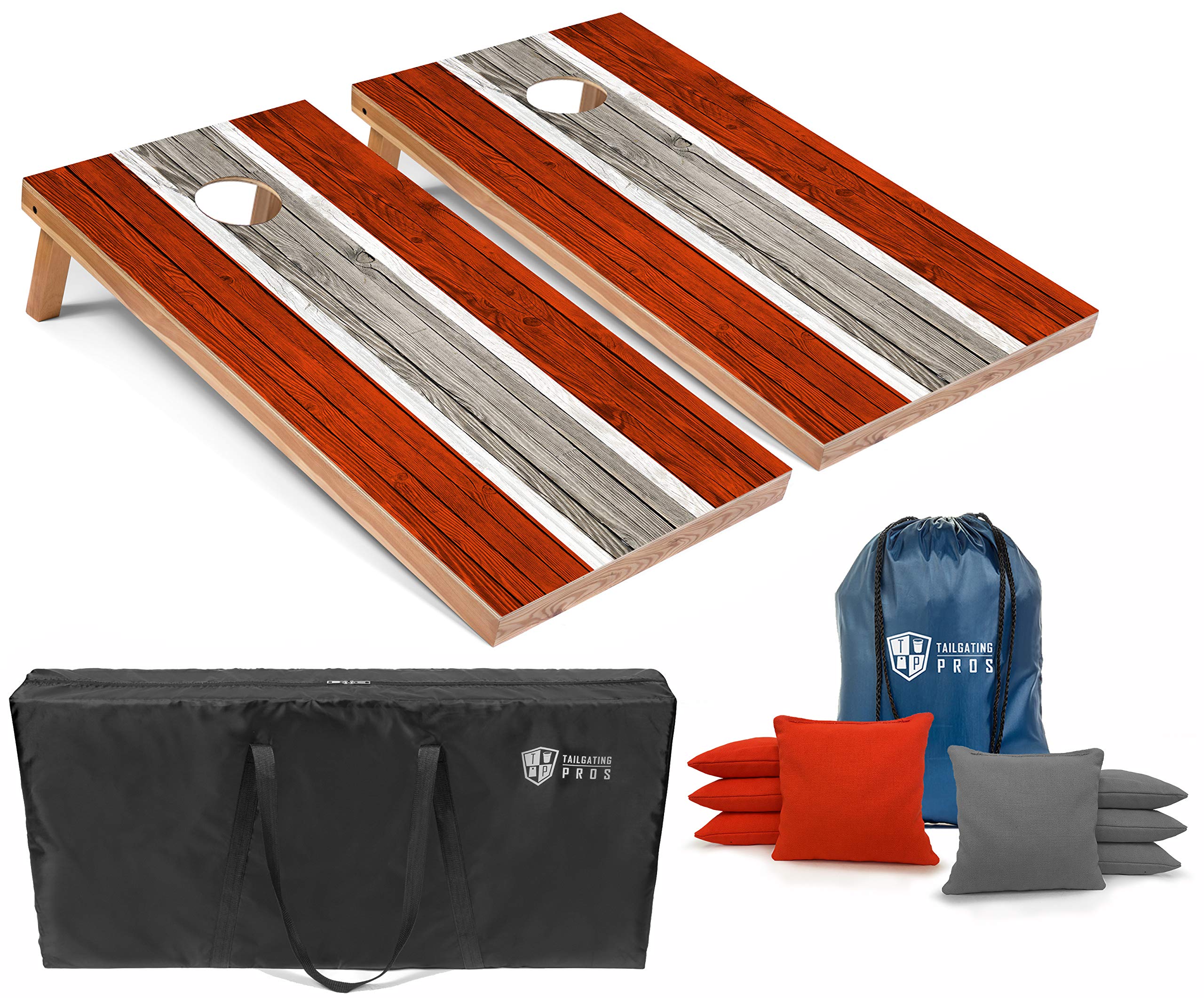 Premium LED Cornhole Board Set - 4'x2' Regulation Size with Striped Lightweight Design, LED Rings, 8 Bean Bags & Carrying Case - Perfect for Tailgating, Backyard Parties, and Outdoor Games