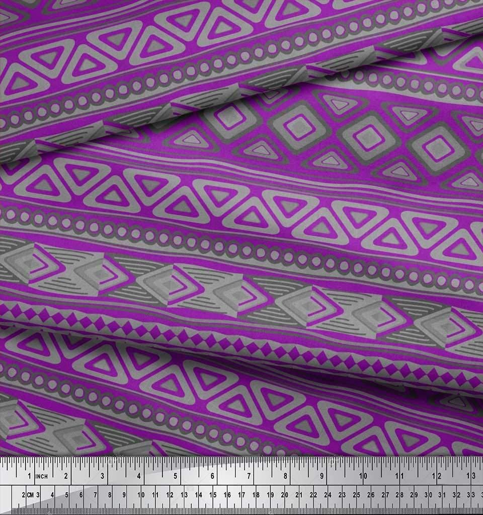 Soimoi Moss Georgette Brown Fabric by The Yard - 42 Inch Wide Aztec Geometric Printed Material for Dresses, Curtains & Home Decor | Tribal Contemporary Fusion Fashion Fabric