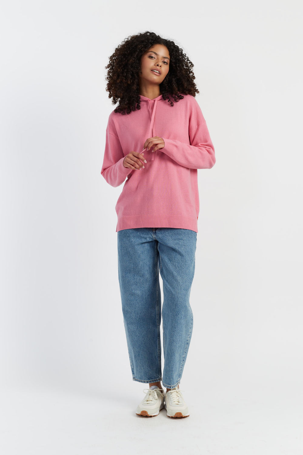 Soft Pink Wool Cashmere Relaxed Hoodie for Women - Cozy Winter Pullover Sweatshirt - Perfect for Casual Outings, Lounging & Travel