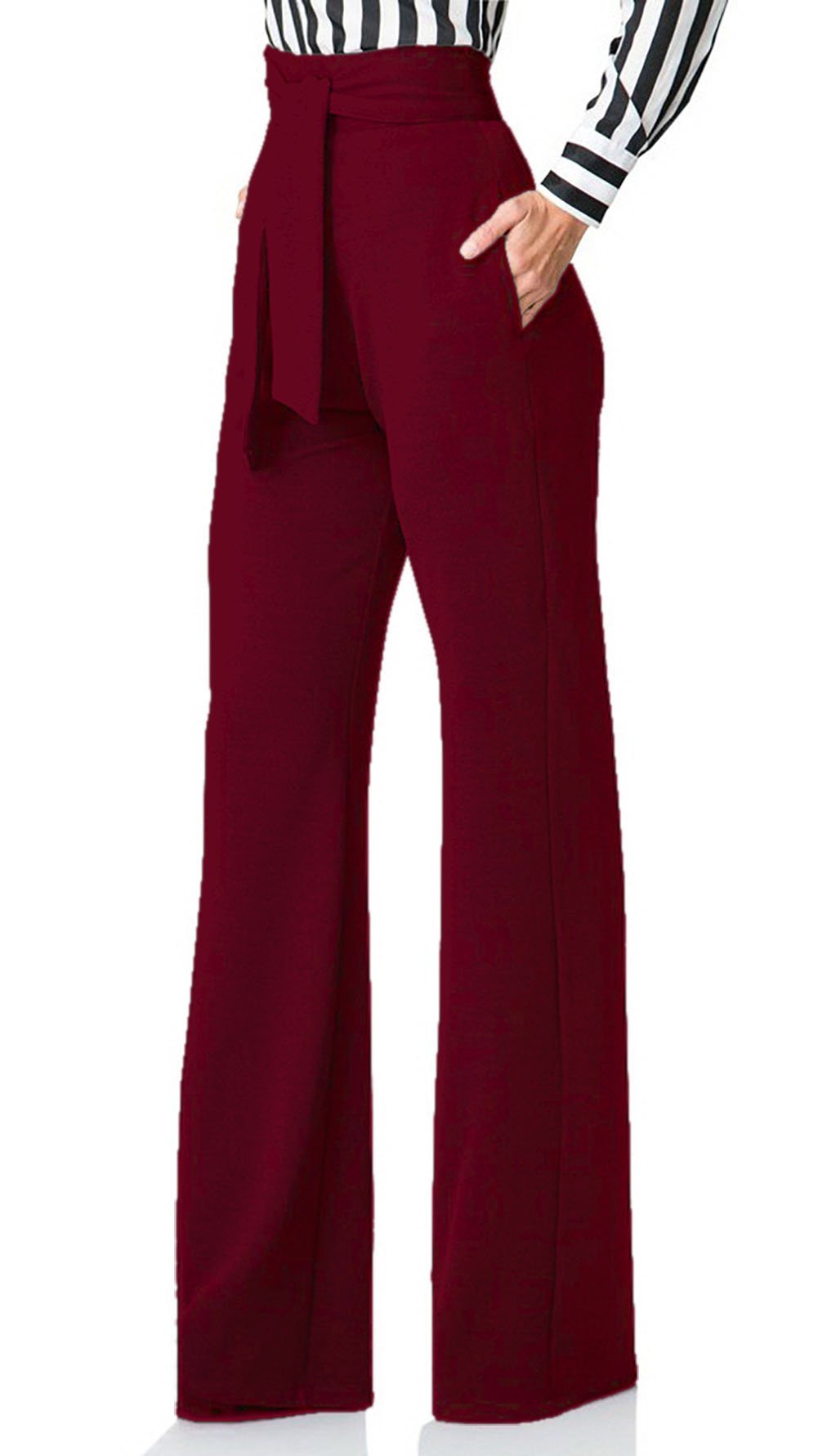 LKOUS Women's Stretchy High Waisted Wide Leg Dress Pants - Professional Business Office Work Pants for Women - Perfect for Formal Meetings, Corporate Events & Office Wear