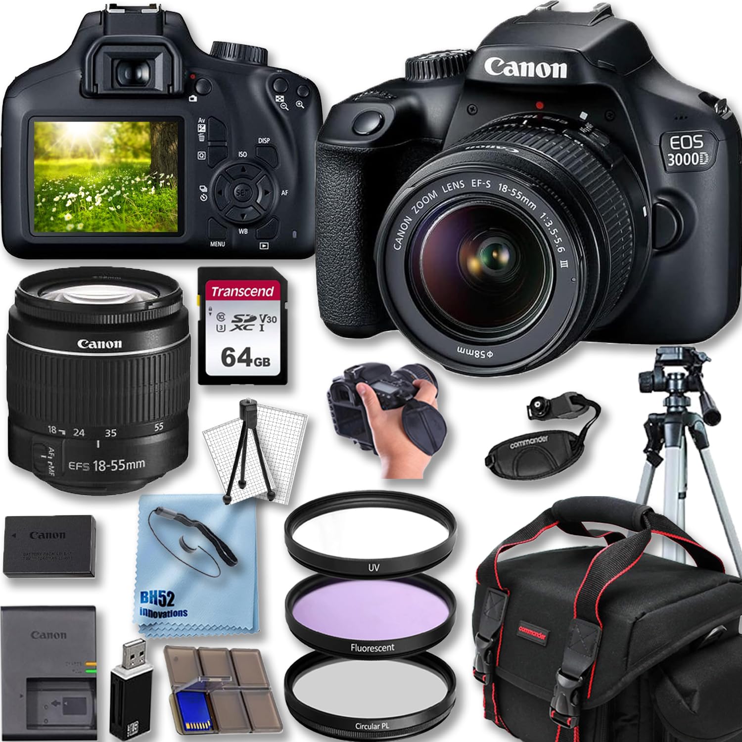 Canon EOS 3000D / Rebel T100 DSLR Camera with 18-55mm Lens Kit | Professional Photography for Beginners | Includes 50
