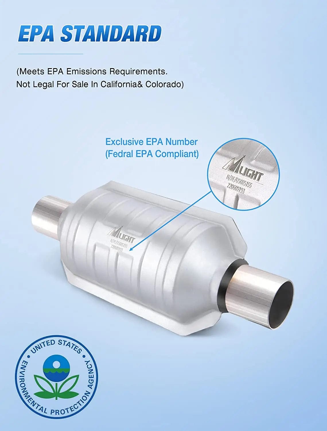 Universal 2 Inch Inlet/Outlet Catalytic Converter - High Flow Direct Fit Replacement for Cars, Trucks & SUVs - Improves Engine Performance & Emissions Compliance (Ideal for Off-Road, Racing & Street Legal Vehicles)