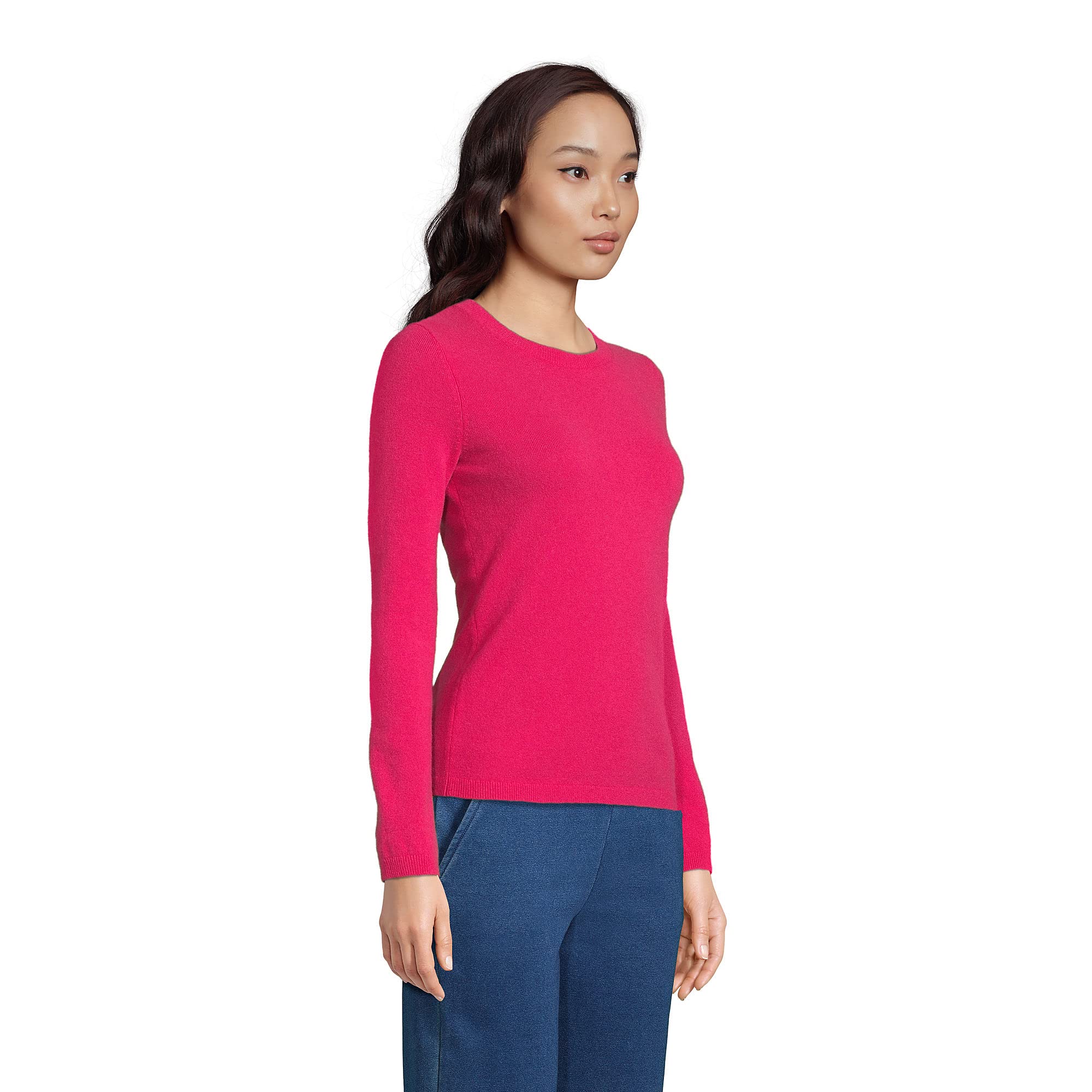 Lands' End Women's Cashmere Sweater - Soft & Warm Hot Pink Pullover, Size Medium (Regular Fit) | Perfect for Winter, Office Wear & Casual Outfits