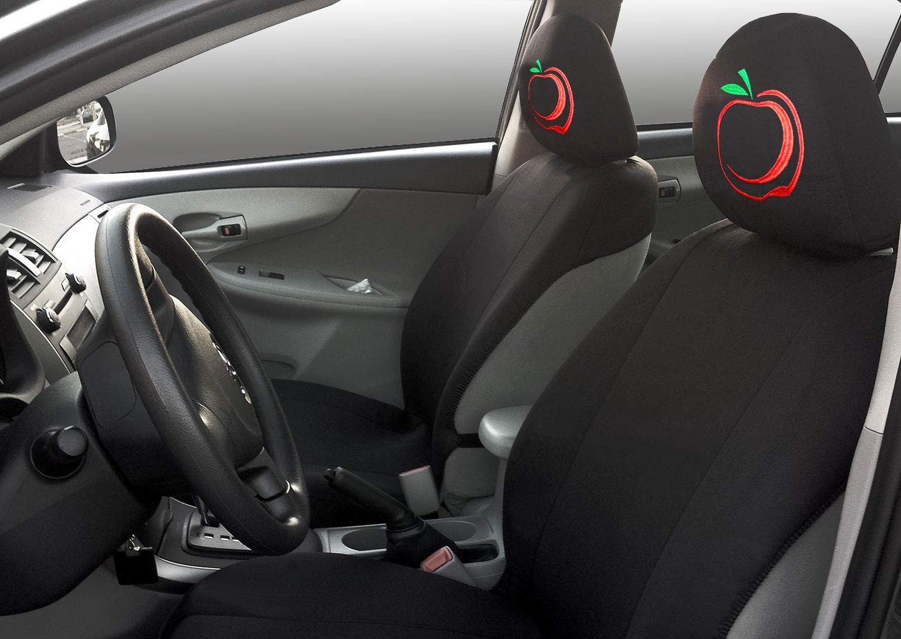 Universal Car Seat Headrest Cover - Interchangeable & One-Size-Fits-All for Cars, Vans, Trucks (Red Apple) - Comfortable & Breathable for Long Drives, Road Trips & Daily Commute
