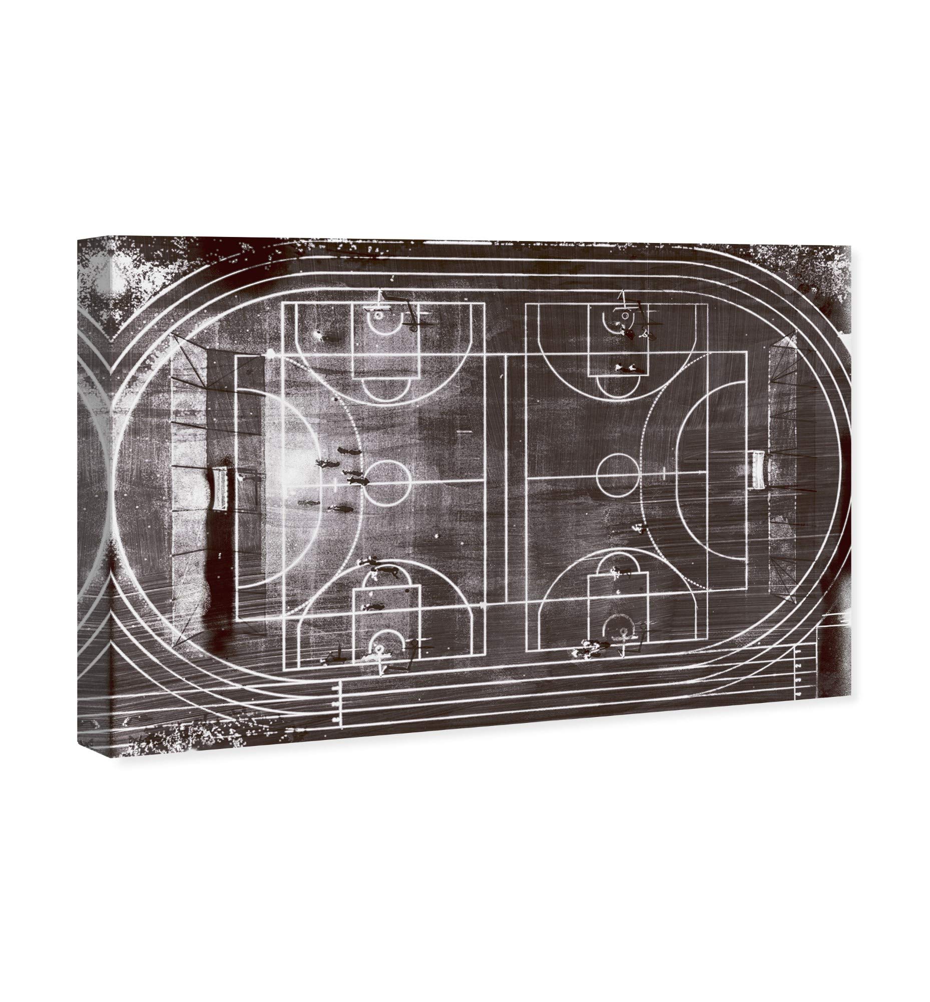 Wynwood Studio Track and Field Charcoal Wall Art Canvas Print - 30x20 Inches Black & White Sports Decor for Home, Office, Gym | Basketball Team & Athletic Themed Room Decoration