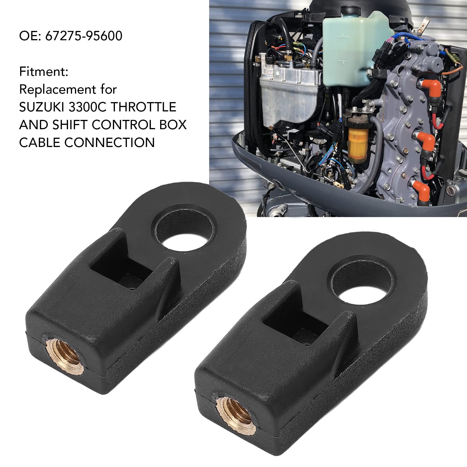 Outboard Control Box Cable End Connector - 2 Pcs ABS Copper Replacement (6727595600) | Compatible with Marine Boat Engine Control Systems | Perfect for Outboard Motor Repair & Maintenance