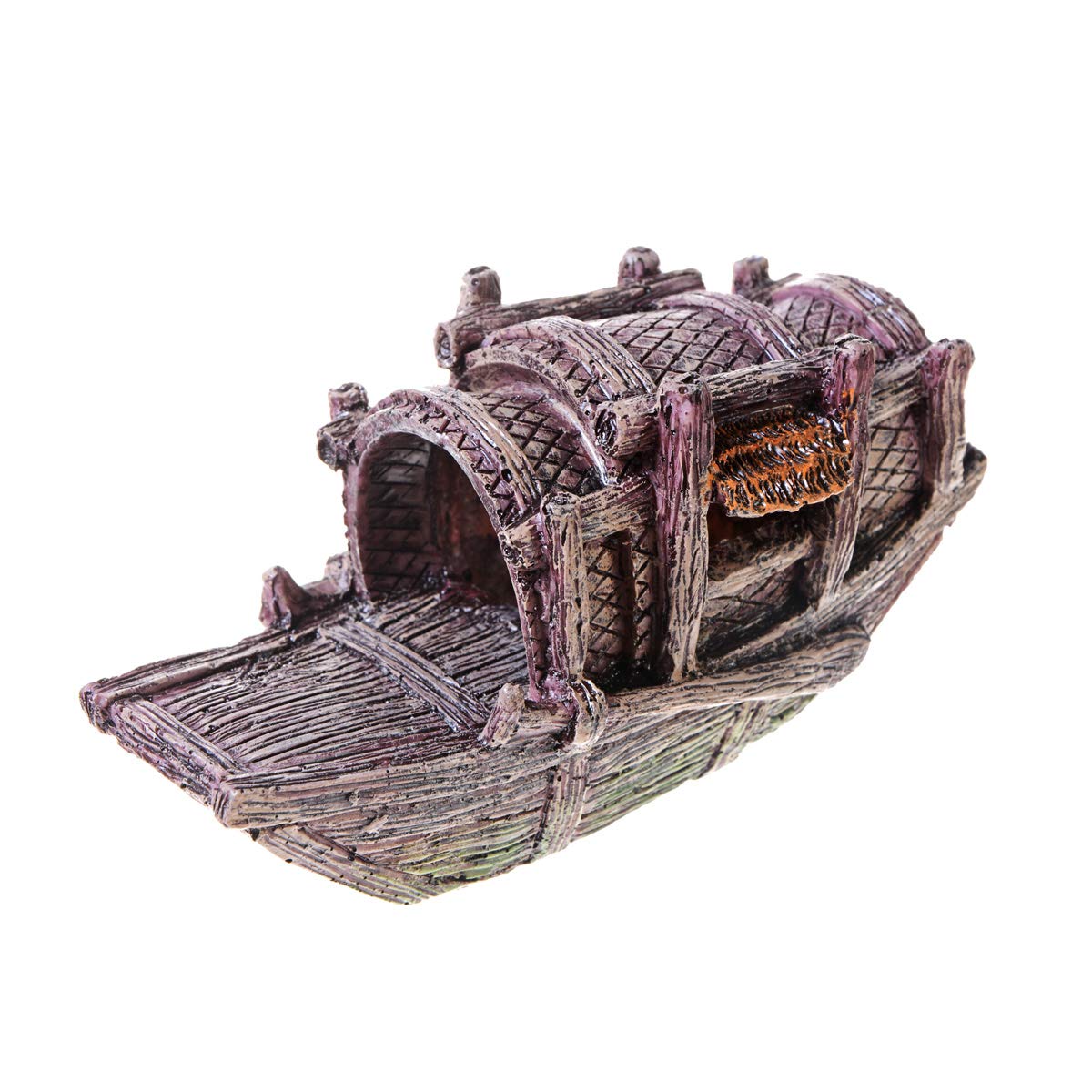 SAIM Resin Canoe Boat Aquarium Ornament - Small Fish Tank Decoration for Aquatic Landscape | Perfect for Freshwater & Saltwater Tanks, Home Office Decor