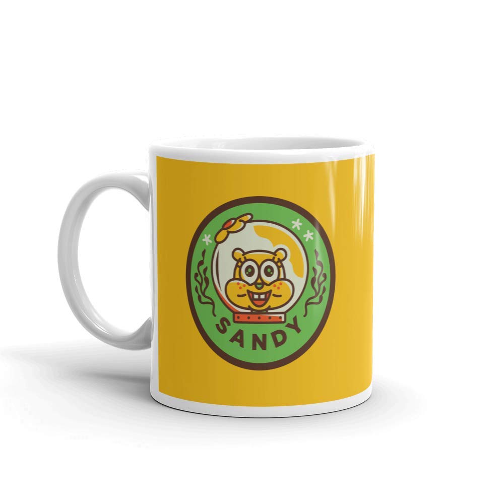 SpongeBob SquarePants Sponge on the Run Sandy Badge White Coffee Mug - Officially Licensed Nickelodeon Merchandise - Perfect for Home, Office & Gift Giving