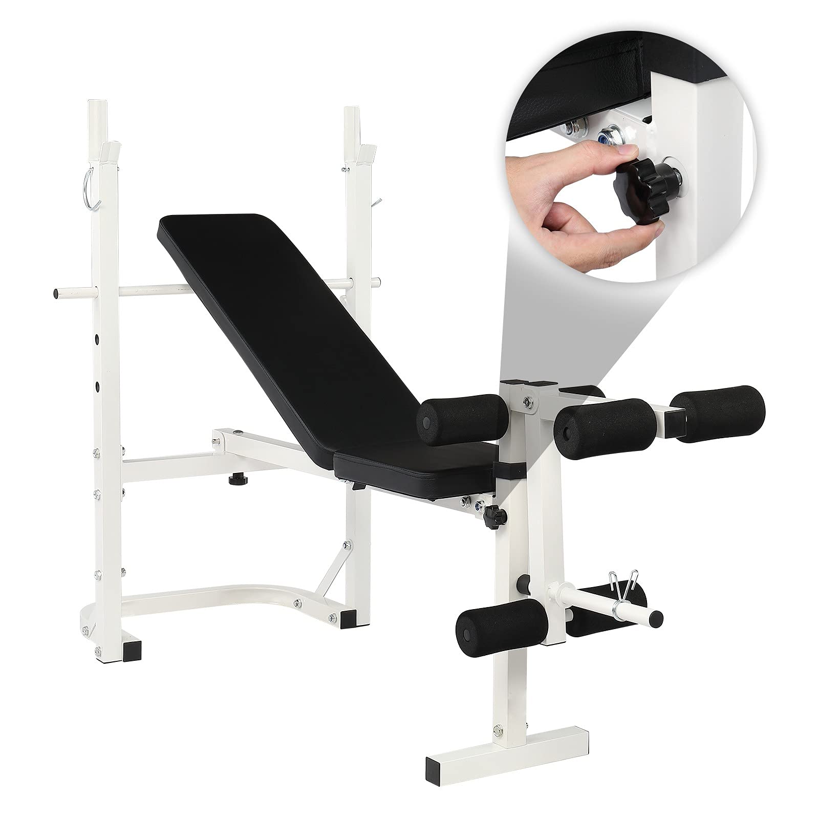 NC Iron Adjustable Weight Bench White - Multifunctional Home Gym Equipment for Strength Training, Olympic Weightlifting & Fitness - Perfect for Home, Office & Gym Workouts