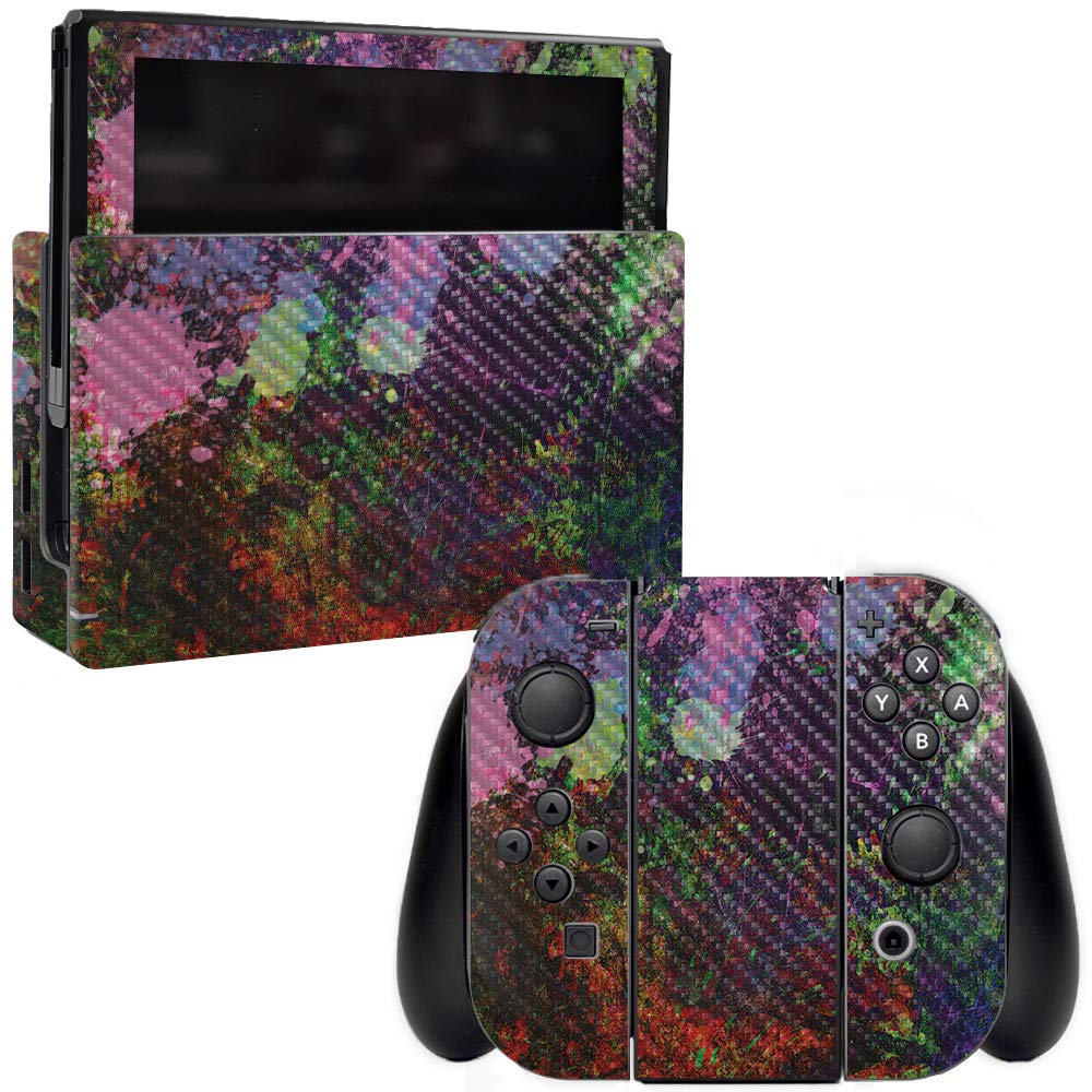 MightySkins Carbon Fiber Skin for Nintendo Switch - Paint Drip Design | Protective & Durable Textured Cover | Easy to Apply & Remove | Made in USA | Perfect for Gaming, Travel & Customization