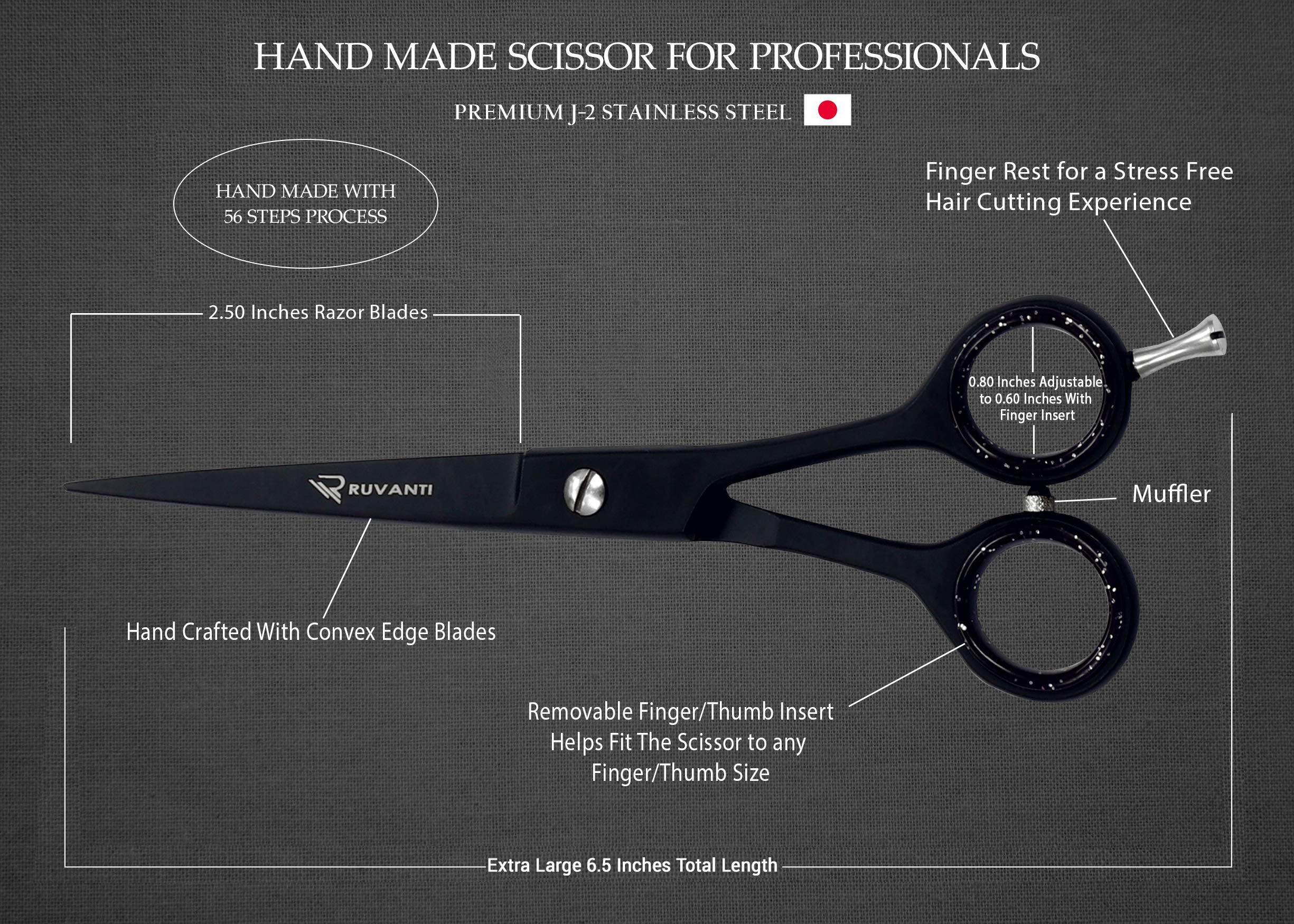 RUVANTI Professional Hair Cutting Scissors - 6.5