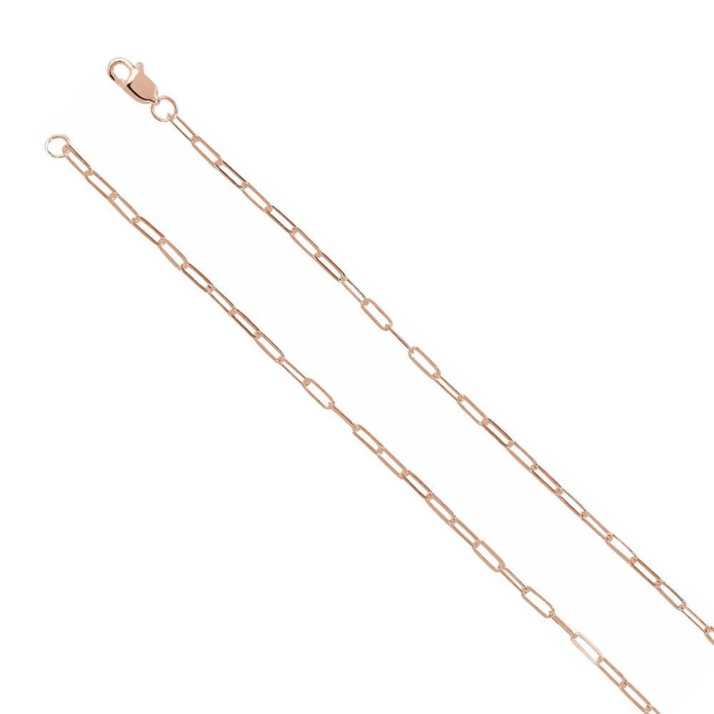 14k Rose Gold 2mm Flat Cable Chain Necklace - Elegant for Daily Wear
