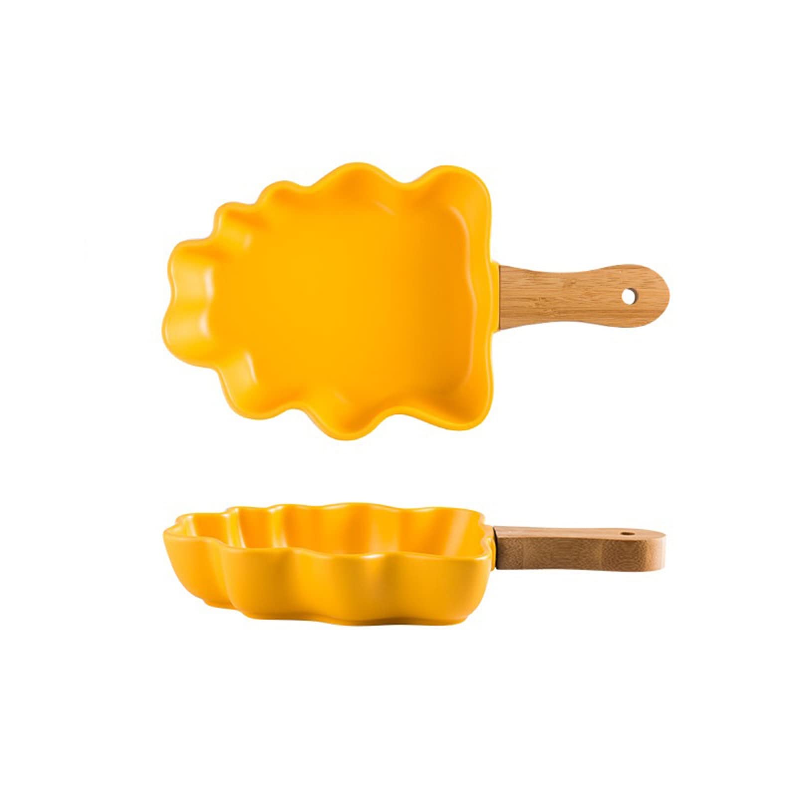 2-Piece Ceramic Baking Dish Set with Wooden Handle - Creative Tree Design Large Oven-Safe Bakeware for Baking, Salad, Snacks & Desserts | Perfect for Holiday Cooking, Dinner Parties & Kitchen Decor (Orange)