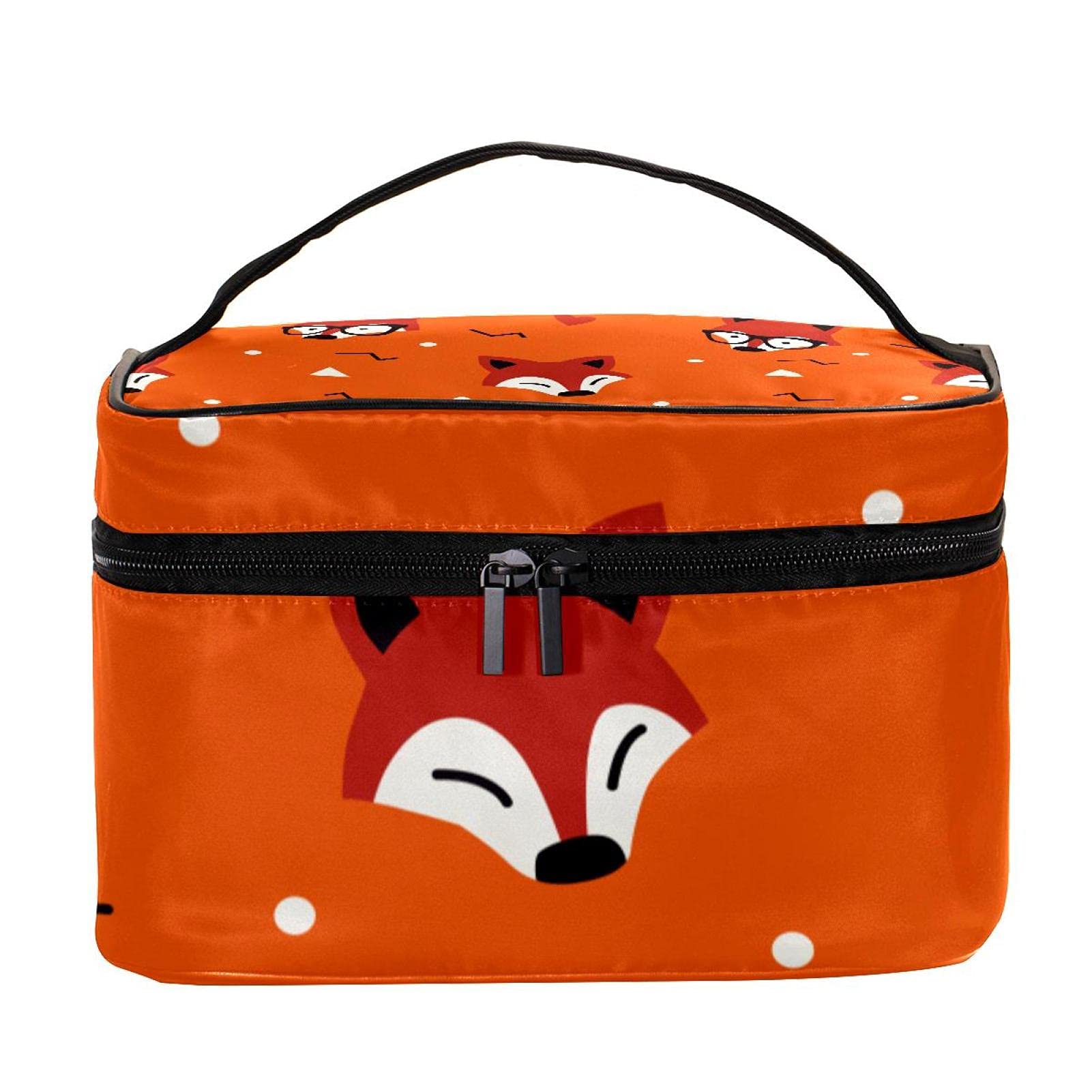 Cute Cartoon Fox Head Travel Makeup Bag - Large Cosmetic Organizer with Zipper for Women & Girls | Perfect for Toiletries, Travel Essentials & Daily Makeup Storage
