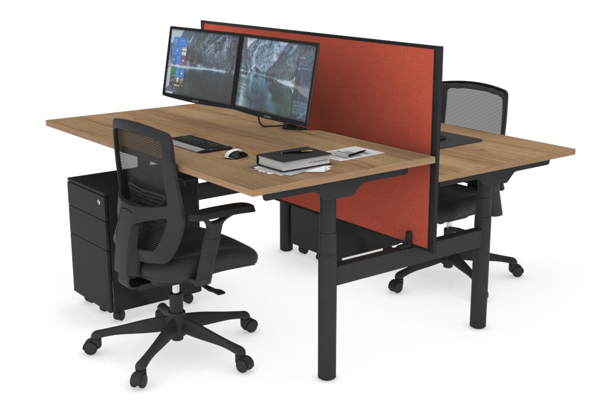 Flexi Premium Height Adjustable 2-Person H Bench Workstation - Black Frame [1800L x 800W with Cable Management] - Ideal for Office, Coworking Spaces & Home Offices
