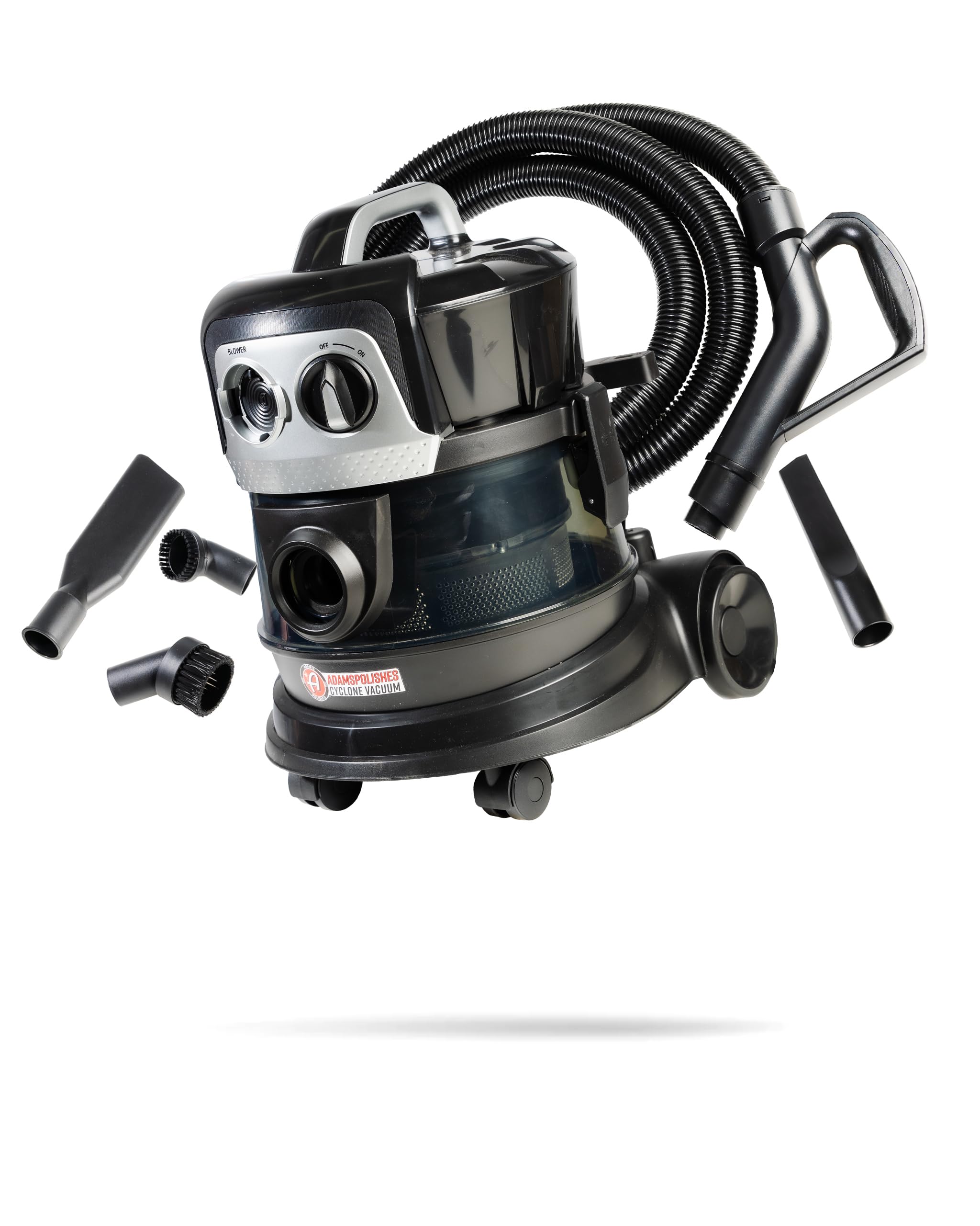 Adam's Polishes Cyclonic Car Vacuum Cleaner - Powerful Suction, Lightweight & Portable for Auto Detailing | Heavy Duty Garage, Shop & Home Use with 4 Attachments | Perfect for Car Interiors, Upholstery & Pet Hair Removal