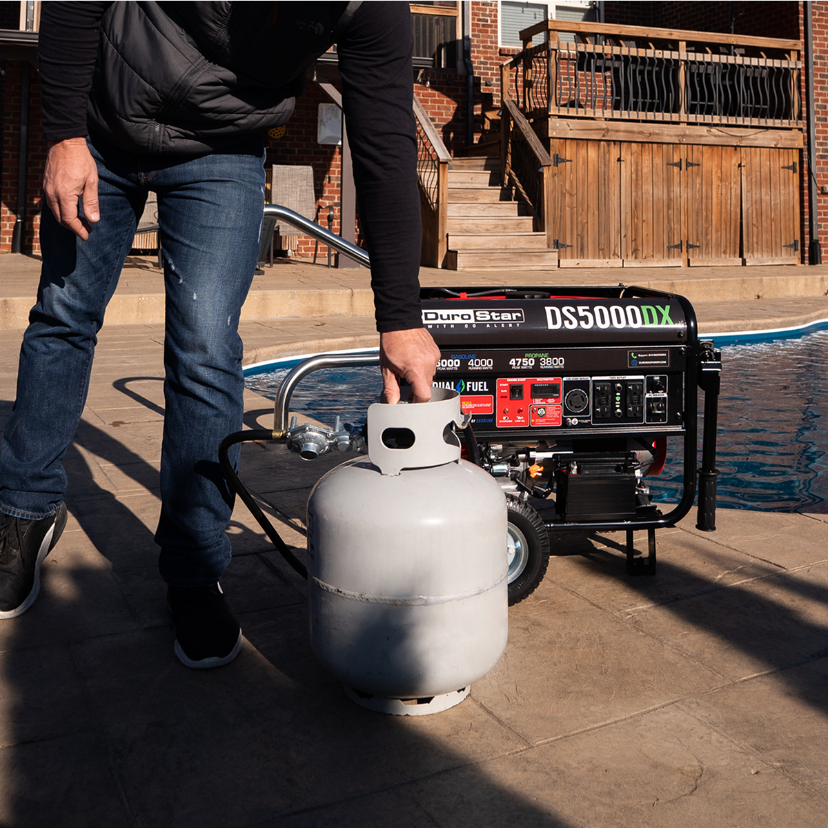 5,000 Watt Dual Fuel Portable Generator with CO Alert - Reliable Backup Power for Camping, Emergencies & Home Use